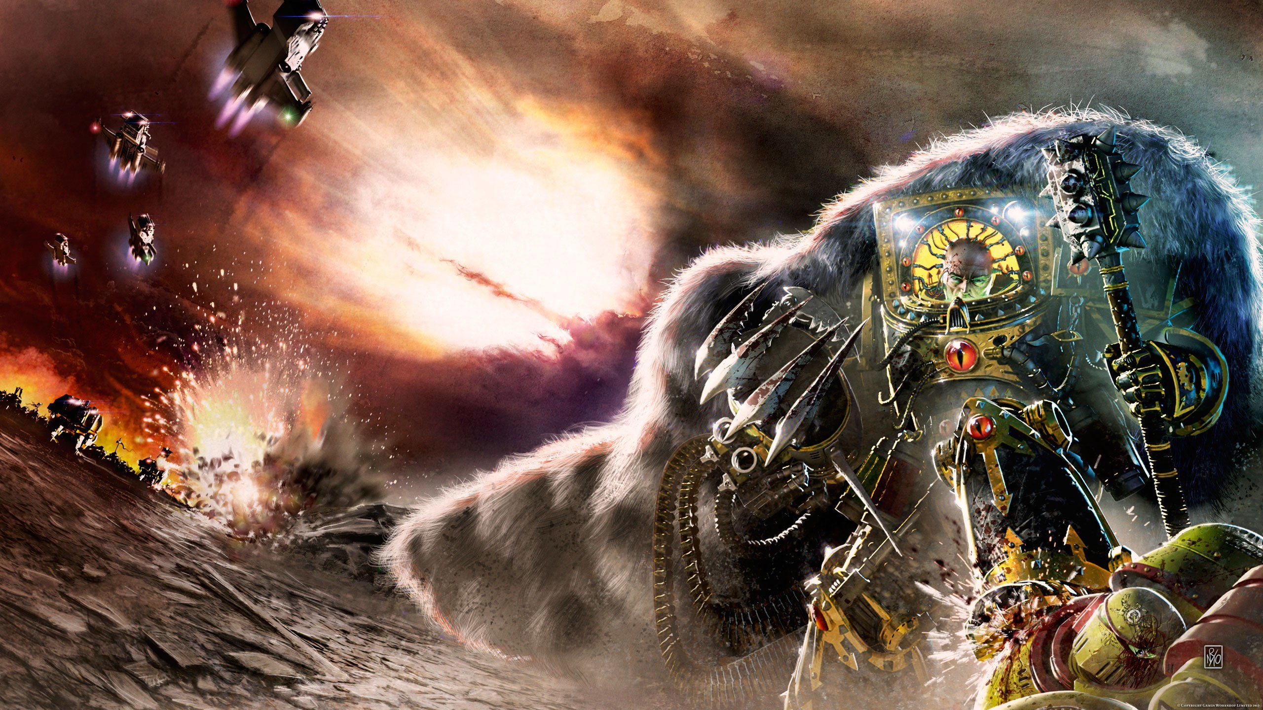 Download wallpaper Horus Heresy, Warhammer 40000, space marine, Horus, Primarch, Imperial Fist, Age of Darkness, section fantasy in resolution 2560x1440