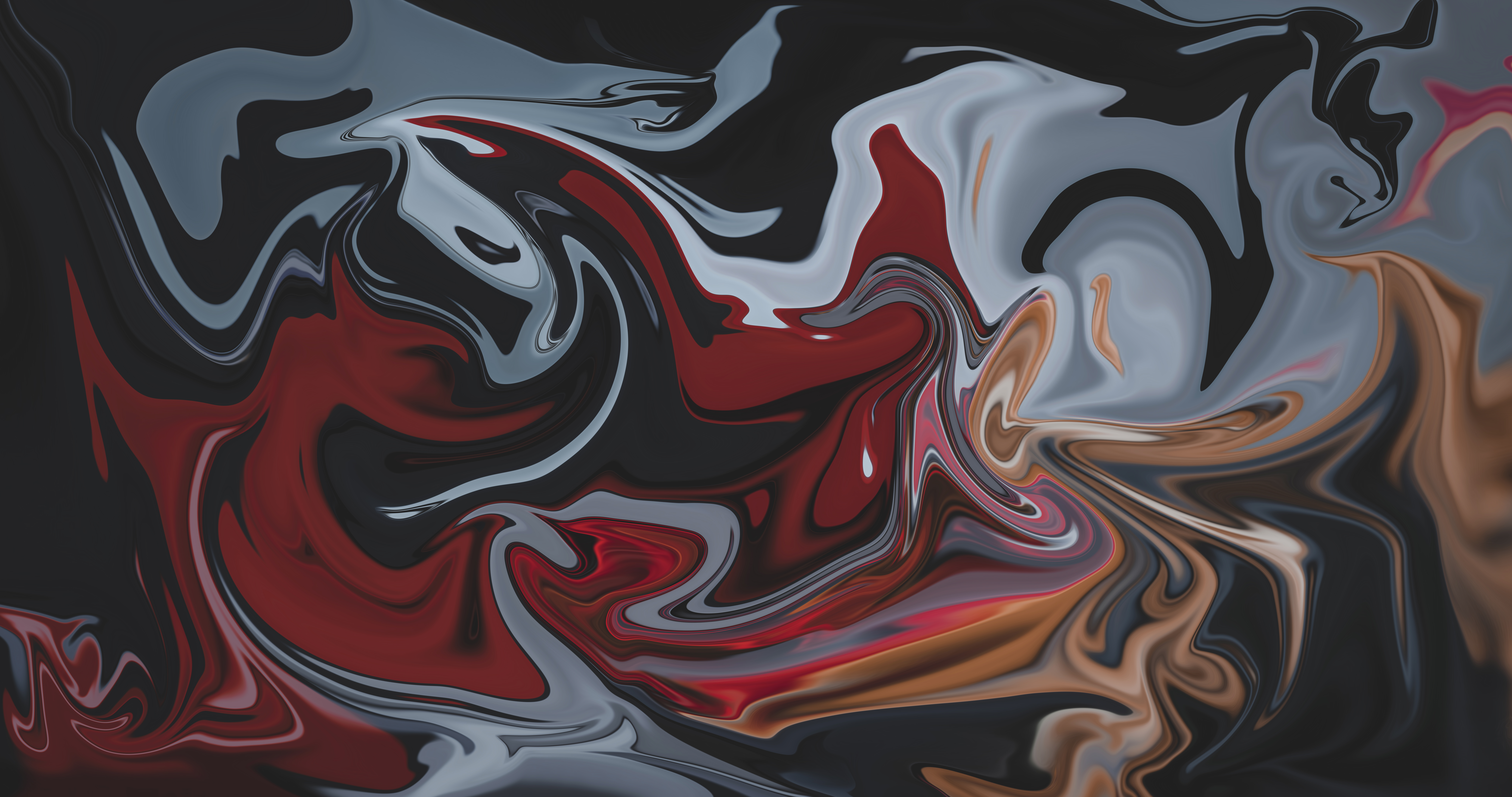 Abstract Fluid Liquid Colorful Paint Brushes Artwork Digital Art Red Shapes Gray Wallpaper:8192x4320