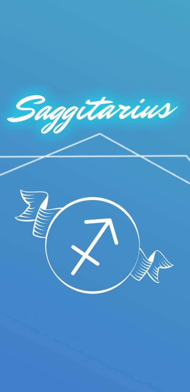 Download Sagittarius Blue Background With The Word Sagittarius Wallpaper