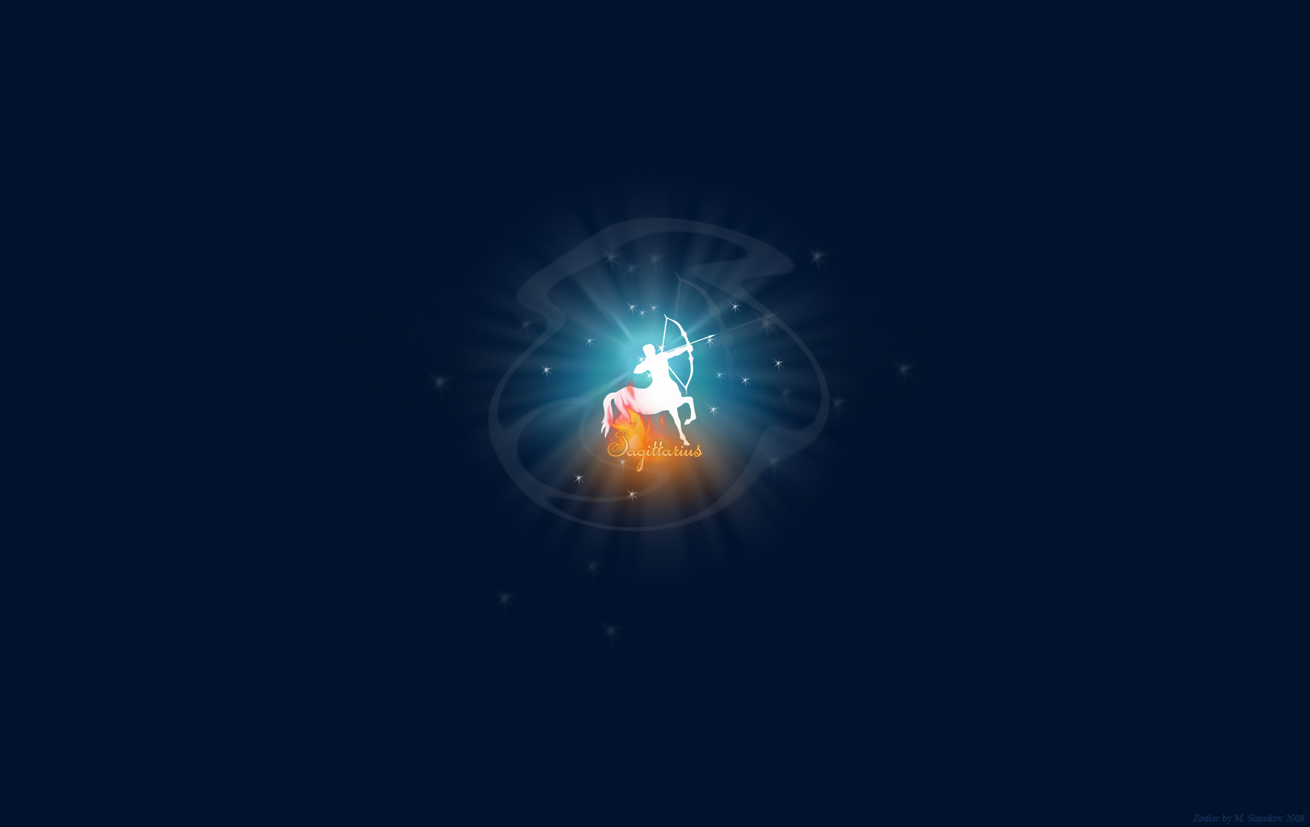 Sagittarius zodiac sign on a blue background Desktop wallpaper 1152x864