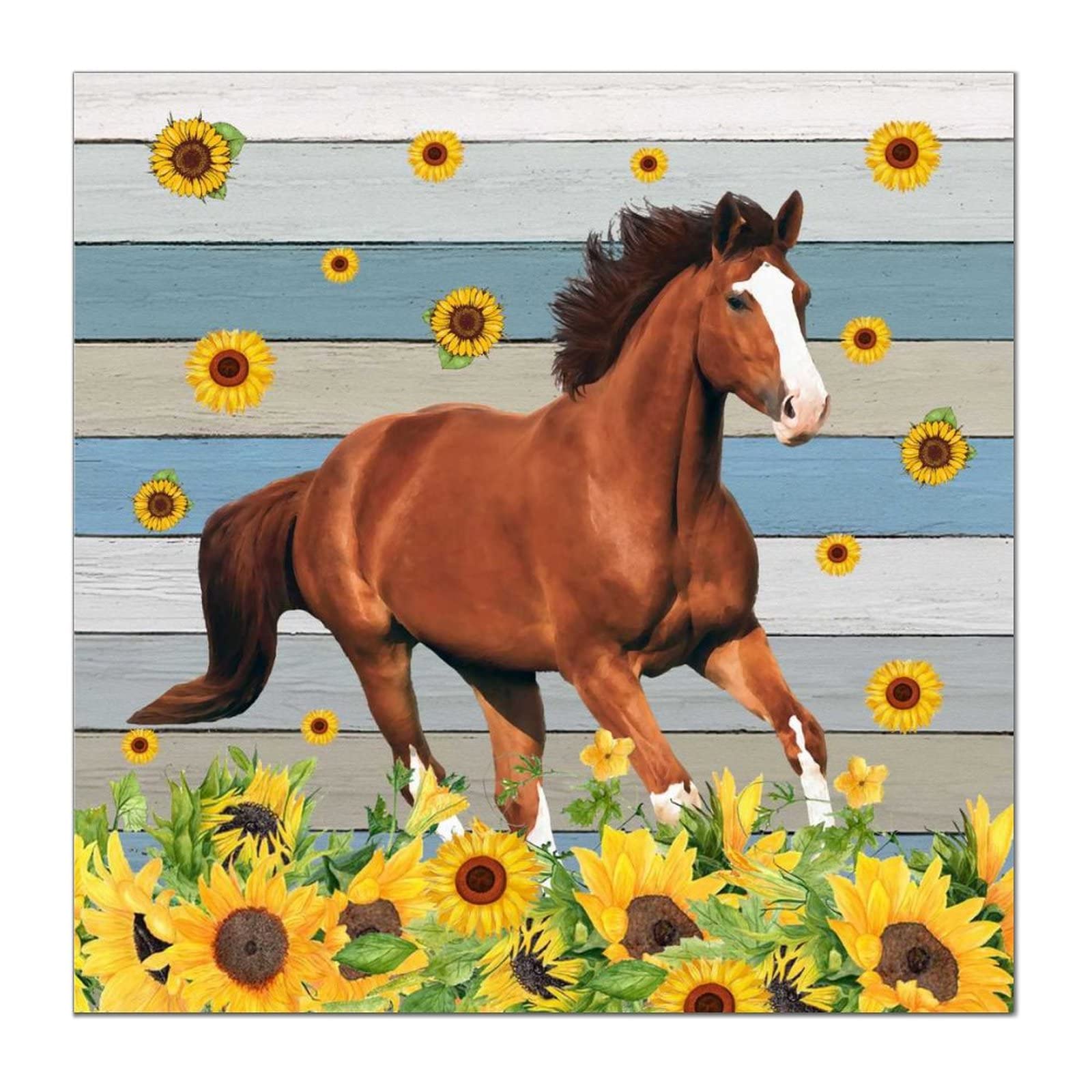 Farmhouse Sign Sunflower Farmhouse Animal Watercolor Horse, Inspirational Quotes Wall Art For Office Art For Bathrooms Motivational Modern Home Decor Canvas Art Wall Decor 14 Inch, Hogar y Cocina
