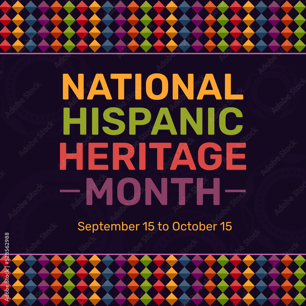 National Hispanic Heritage month wallpaper with colorful shapes and designs. Abstract heritage month backdrop Stock Illustration