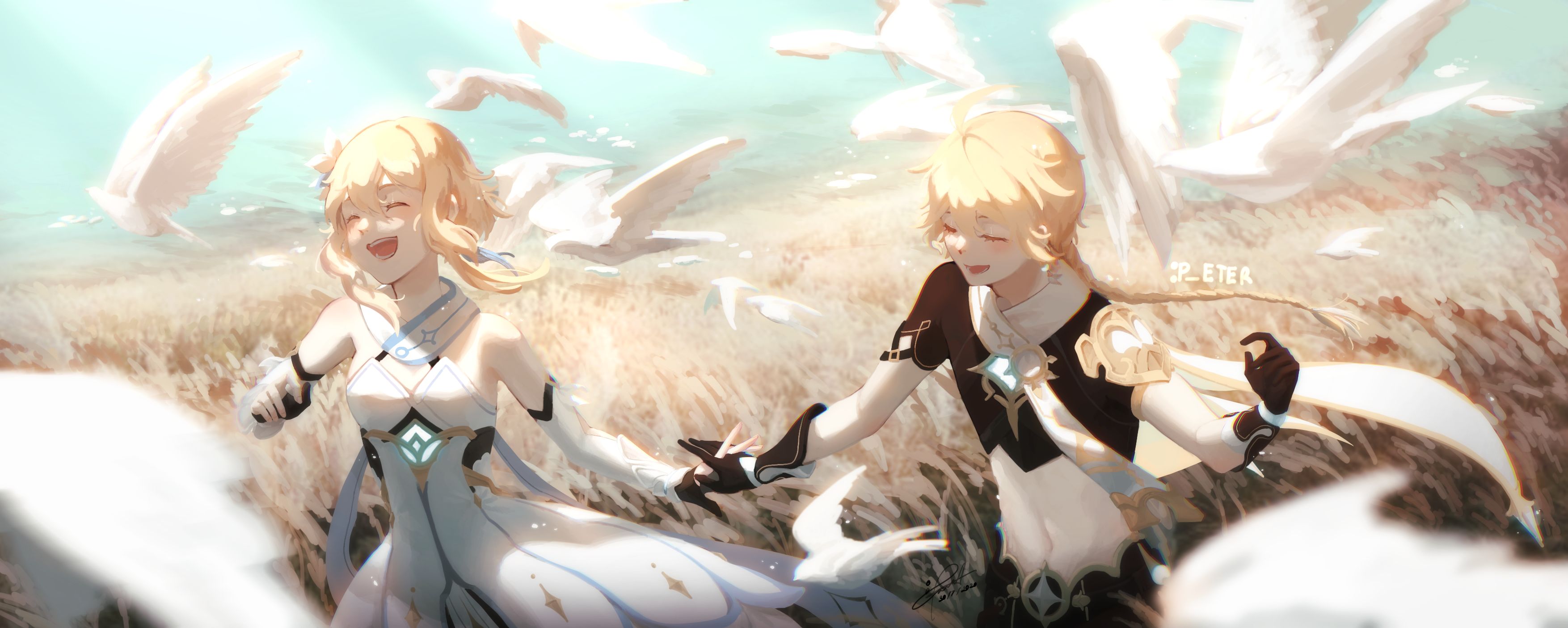 HD desktop wallpaper: Video Game, Genshin Impact, Aether (Genshin Impact), Lumine (Genshin Impact) download free picture