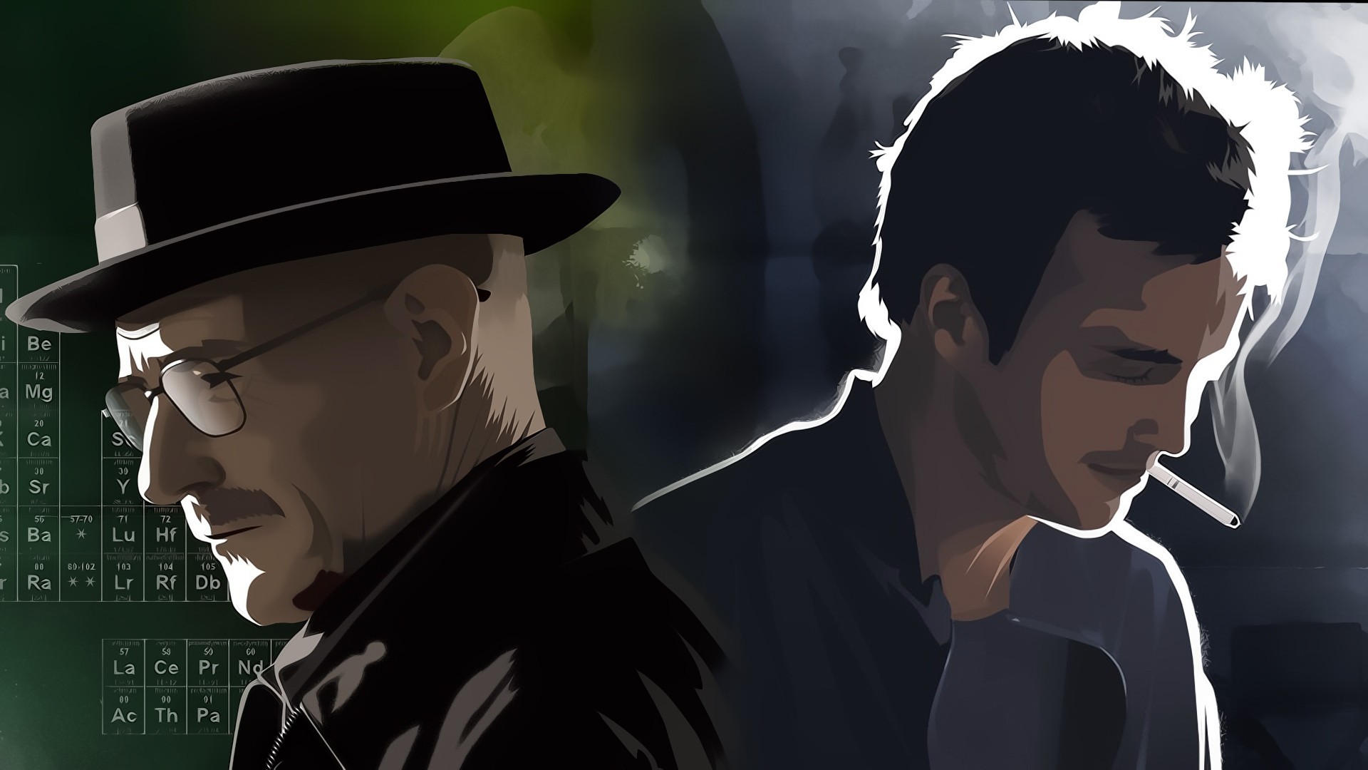 Wallpaper, illustration, artwork, Gentleman, Walter White, Breaking Bad, TV, Jesse Pinkman, screenshot 1920x1080