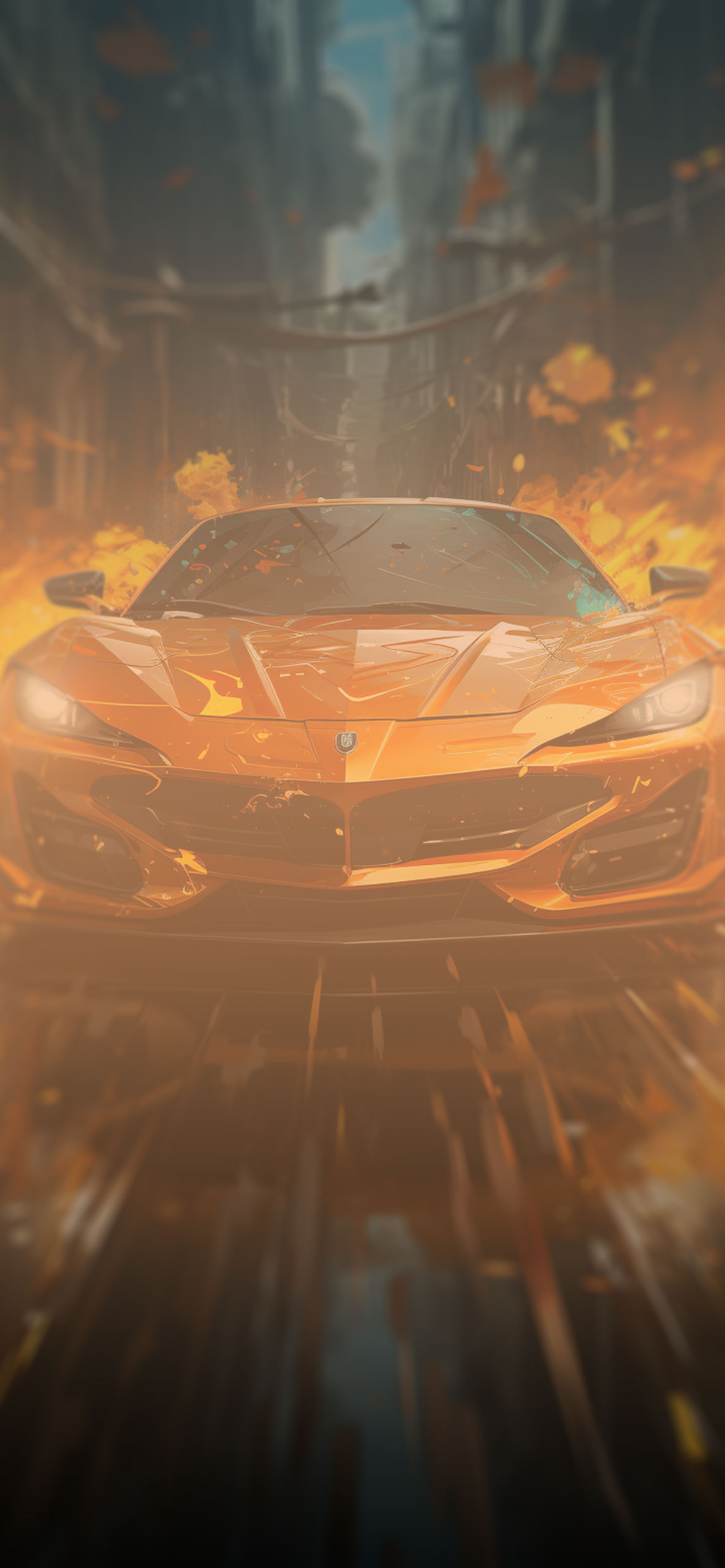 Supercar on Fire Art Wallpaper Wallpaper for iPhone