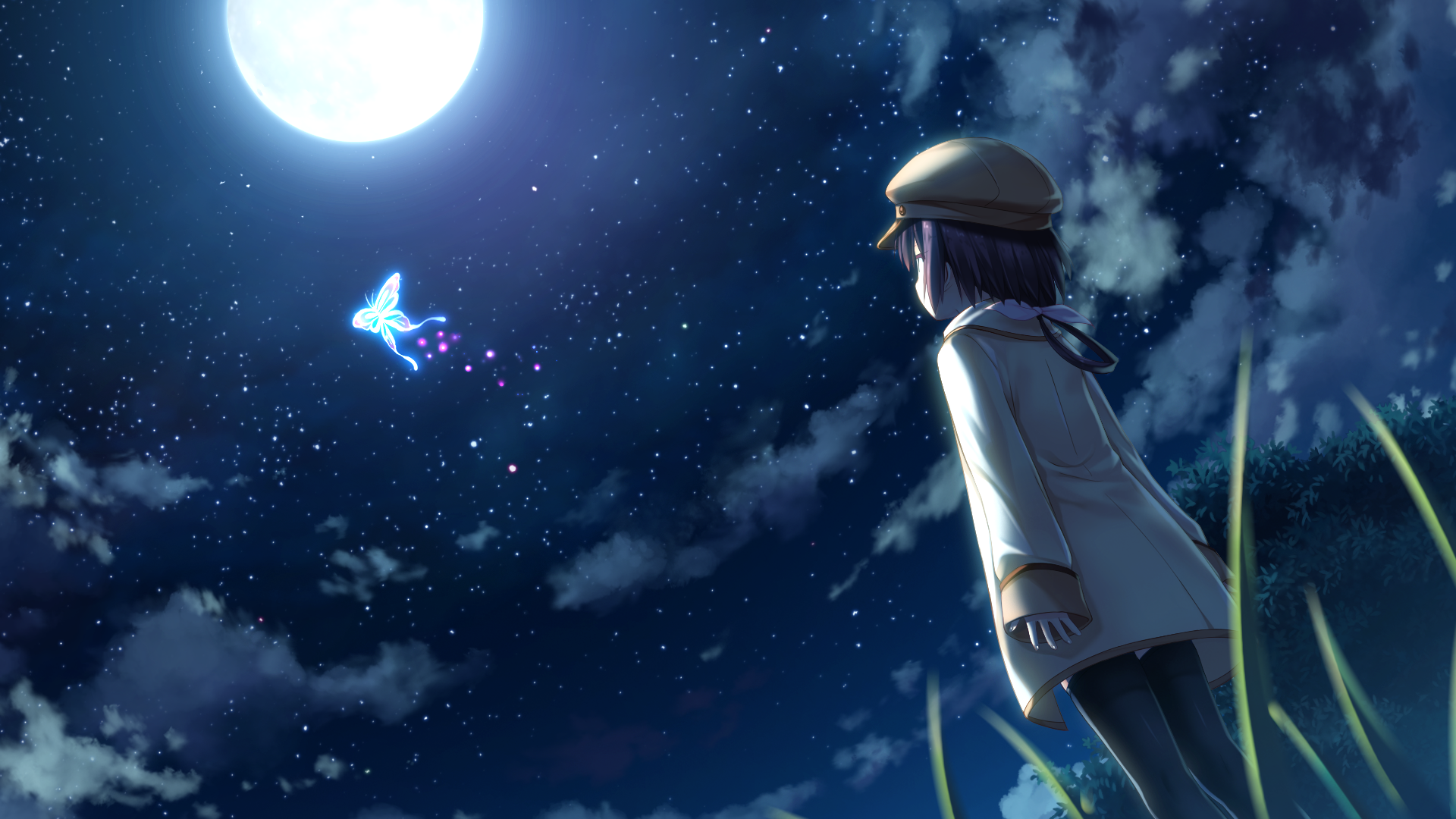 Download Butterfly Anime Summer Pockets HD Wallpaper