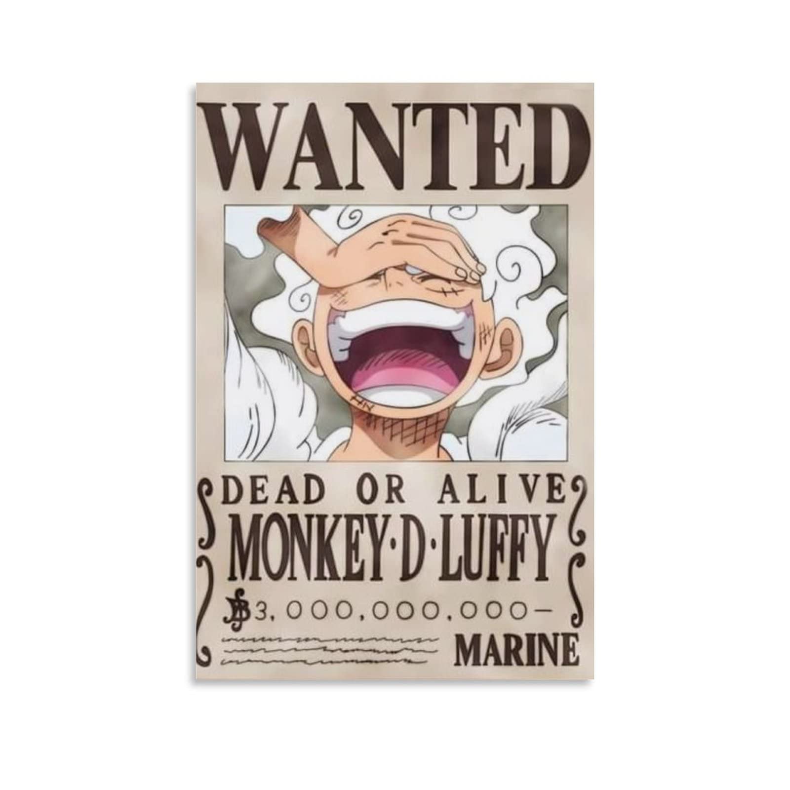 Luffy Wanted Poster, One Piece Character Bounty Posters Canvas Poster Living Room Bedroom Decoration Panel Hanging Posters Vertical Unframe Style 12x18inch