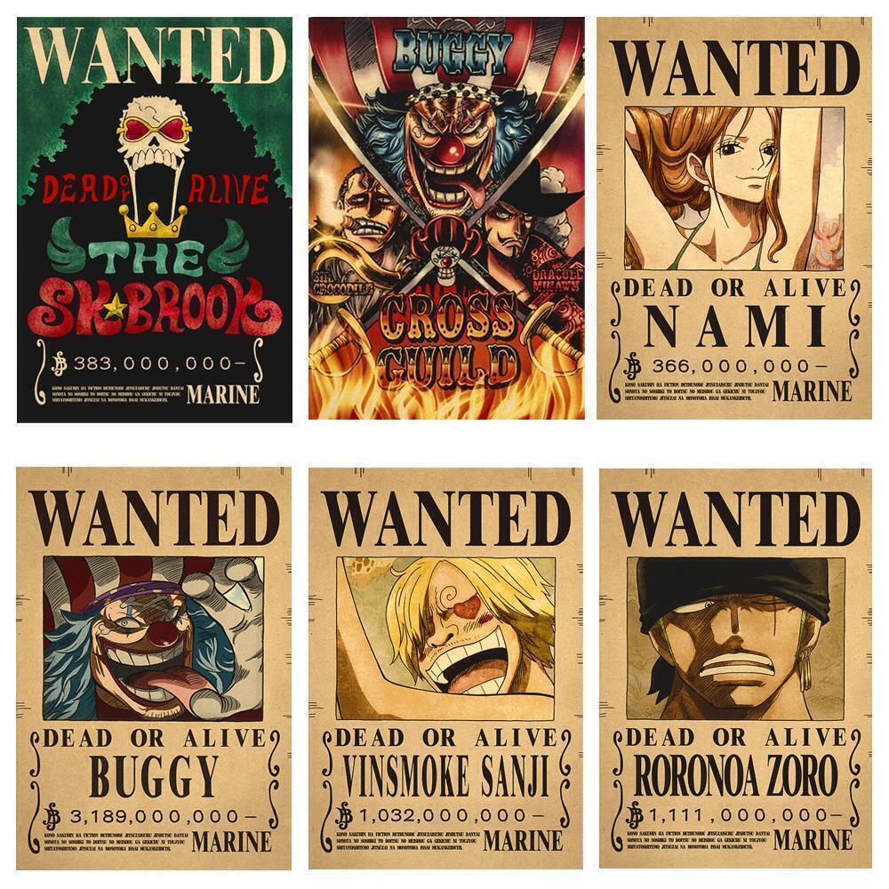 Anime One Piece Luffy 3 Billion Bounty Wanted Posters Action Figures Decoration