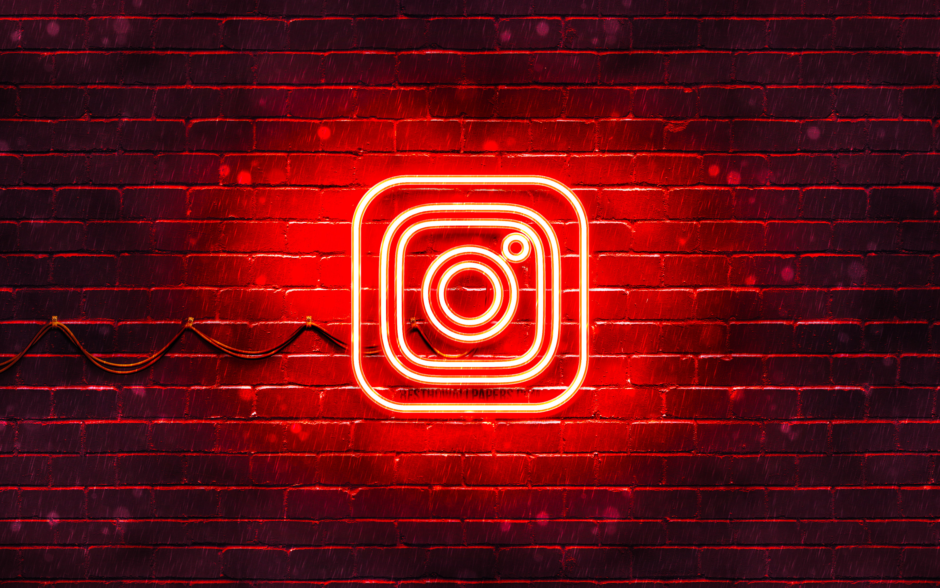 Download wallpaper Instagram red logo, red brickwall, 4k, Instagram new logo, social networks, Instagram neon logo, Instagram logo, Instagram for desktop with resolution 3840x2400. High Quality HD picture wallpaper