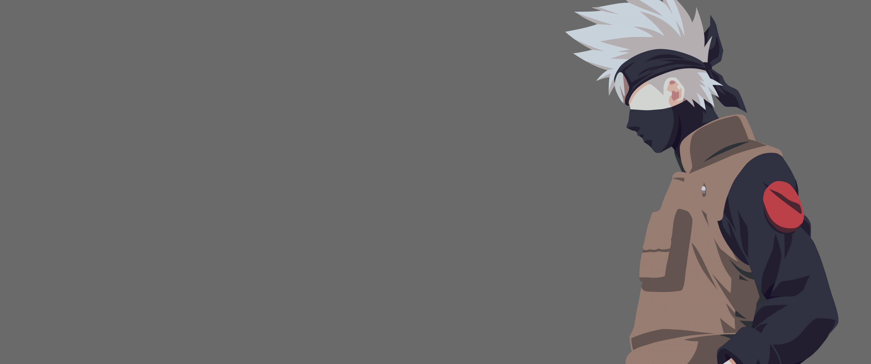 Kakashi Hatake Wallpaper 4K, Minimalist, Grey, Naruto