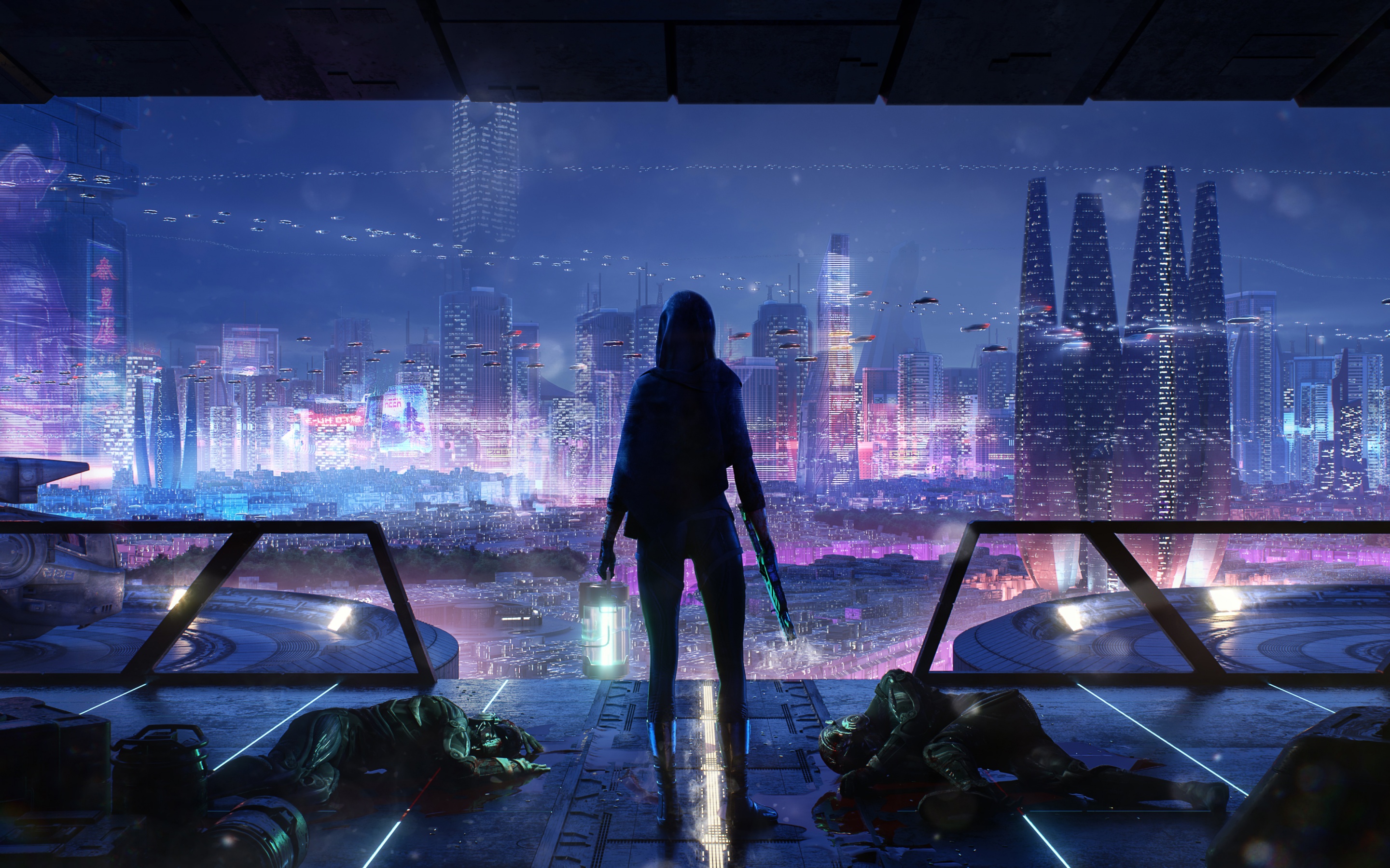 Cyberpunk Wallpaper 4K, Hunter, Futuristic, Assassin
