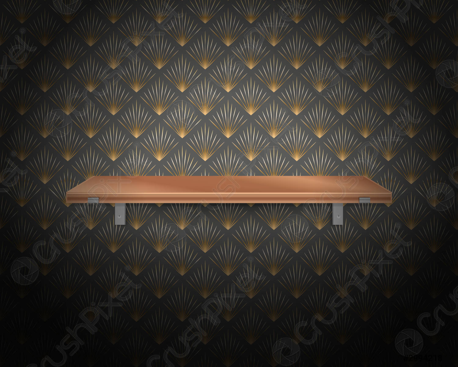 Empty wooden shelf on background of wall in art deco vector 2994218