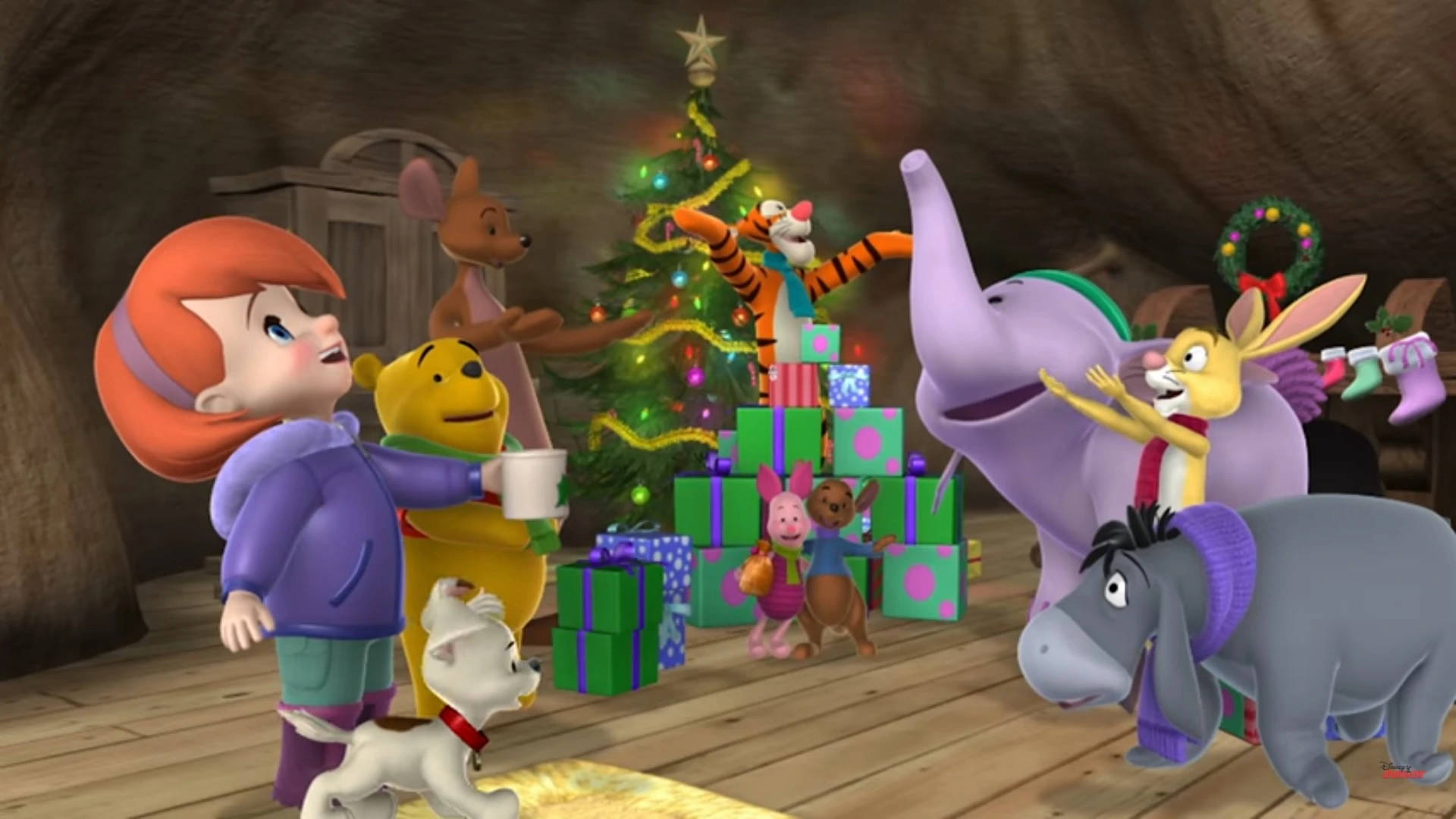 Download Joyous Christmas Tree Tigger 3D Wallpapers