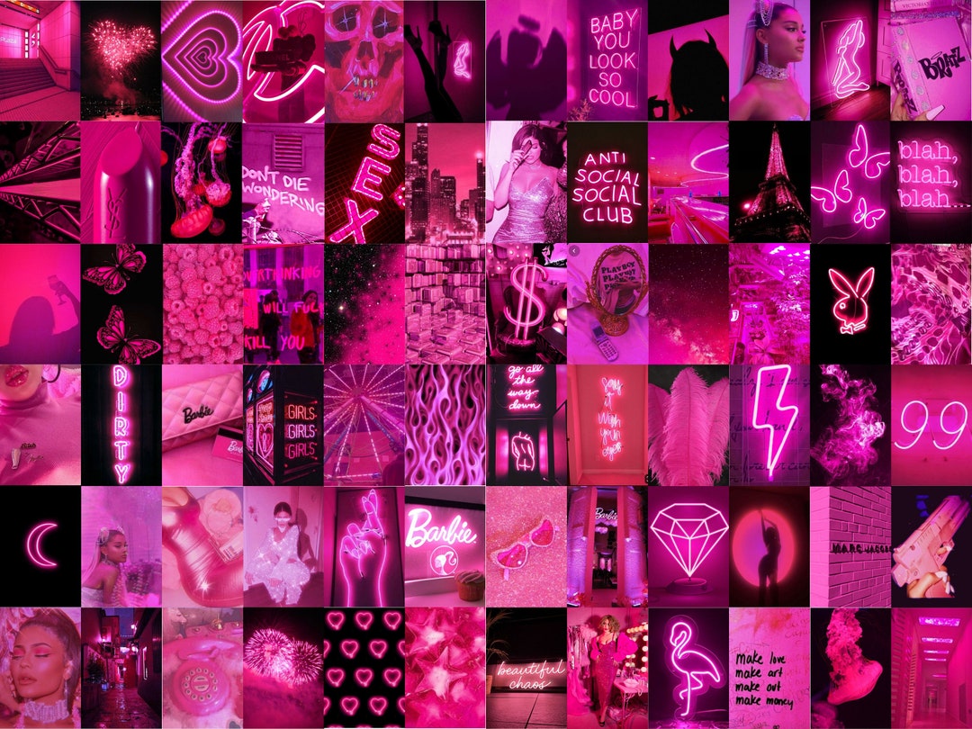 Neon Pink Wall Collage Kit, Pink