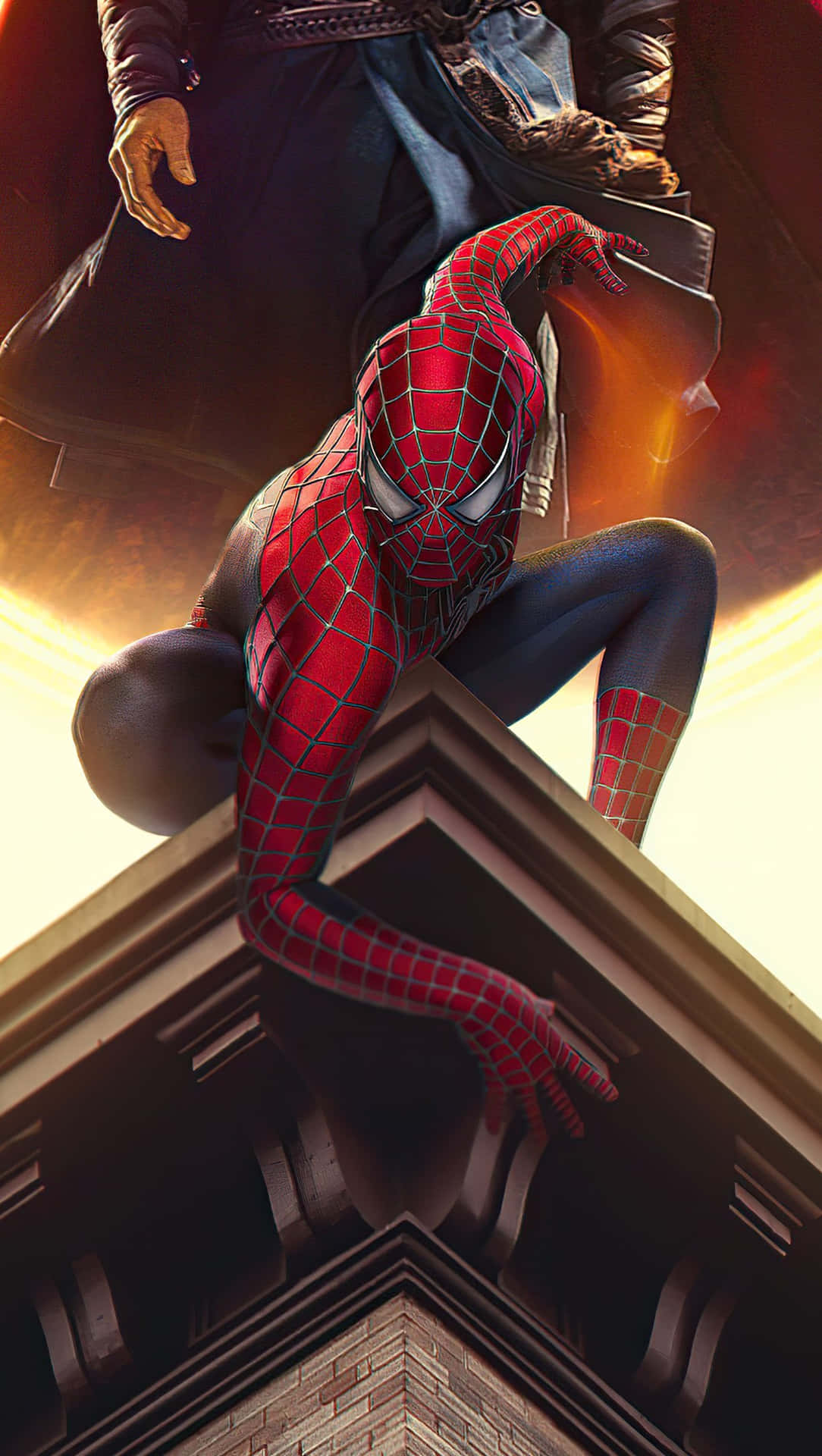 Download Spider Man Trilogy Posing On Building Dr Strange Wallpaper