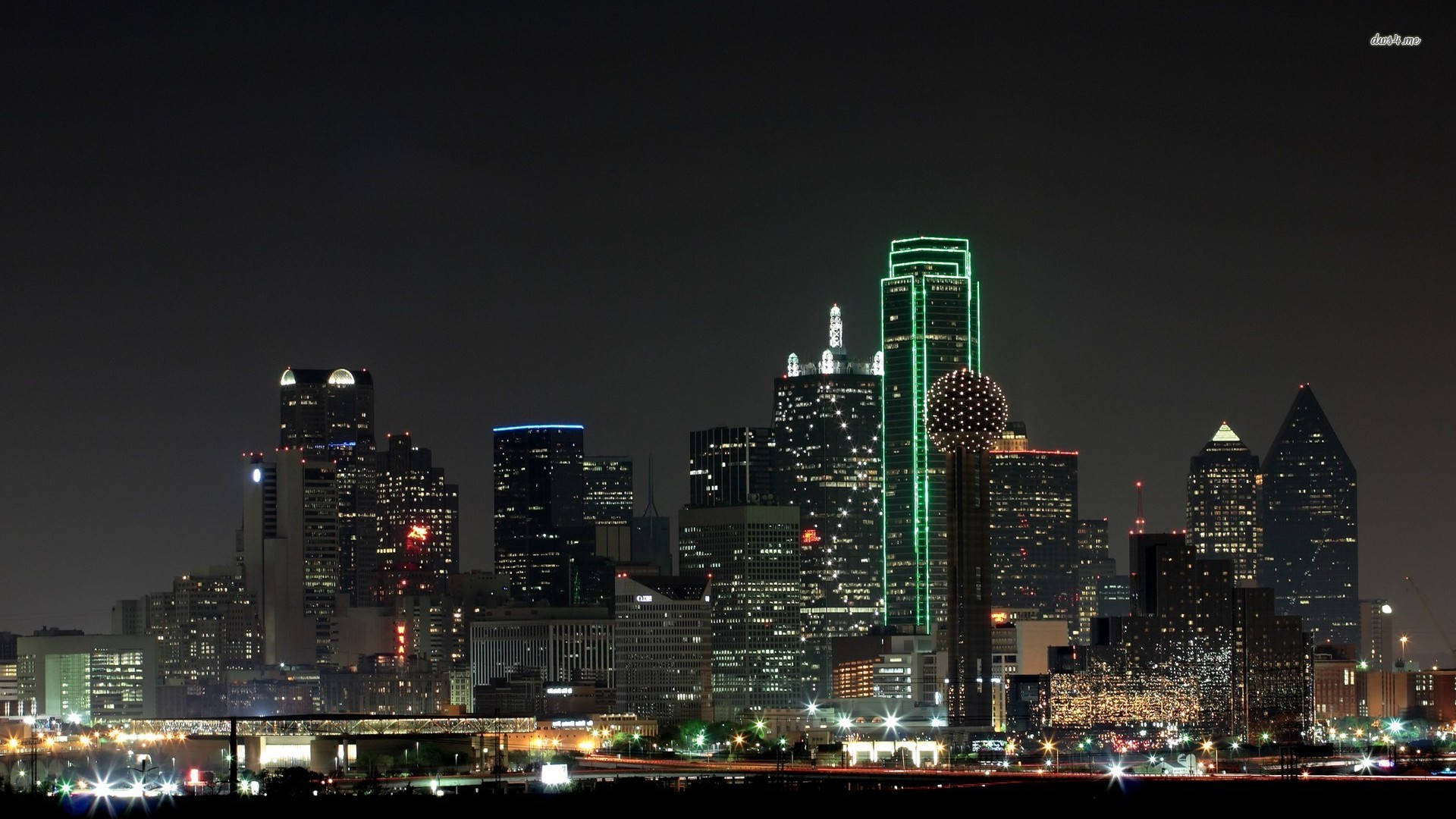 Download Dallas Skyline Downtown At Night Wallpaper
