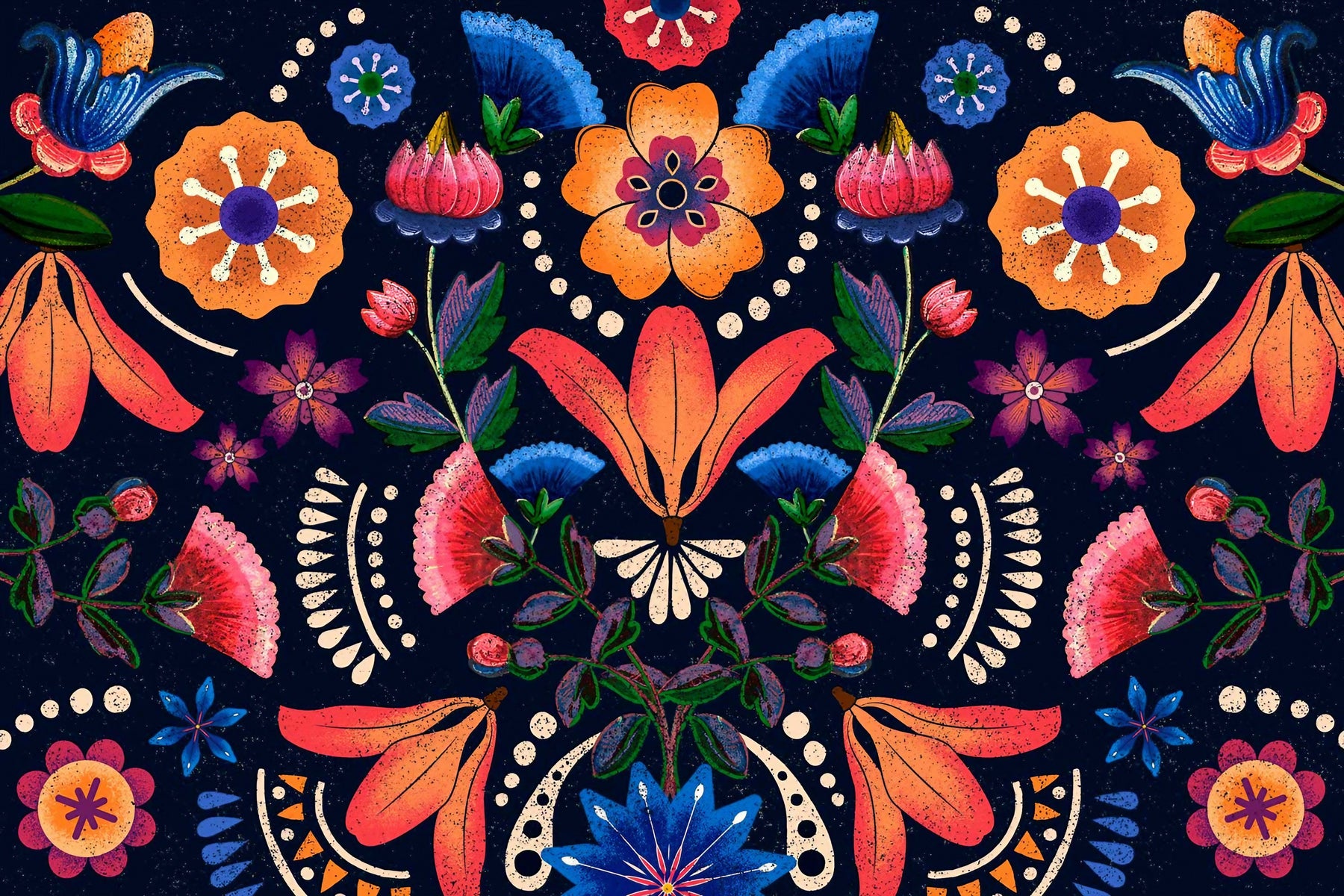 Mexican Ethnic Floral Wallpaper Mural