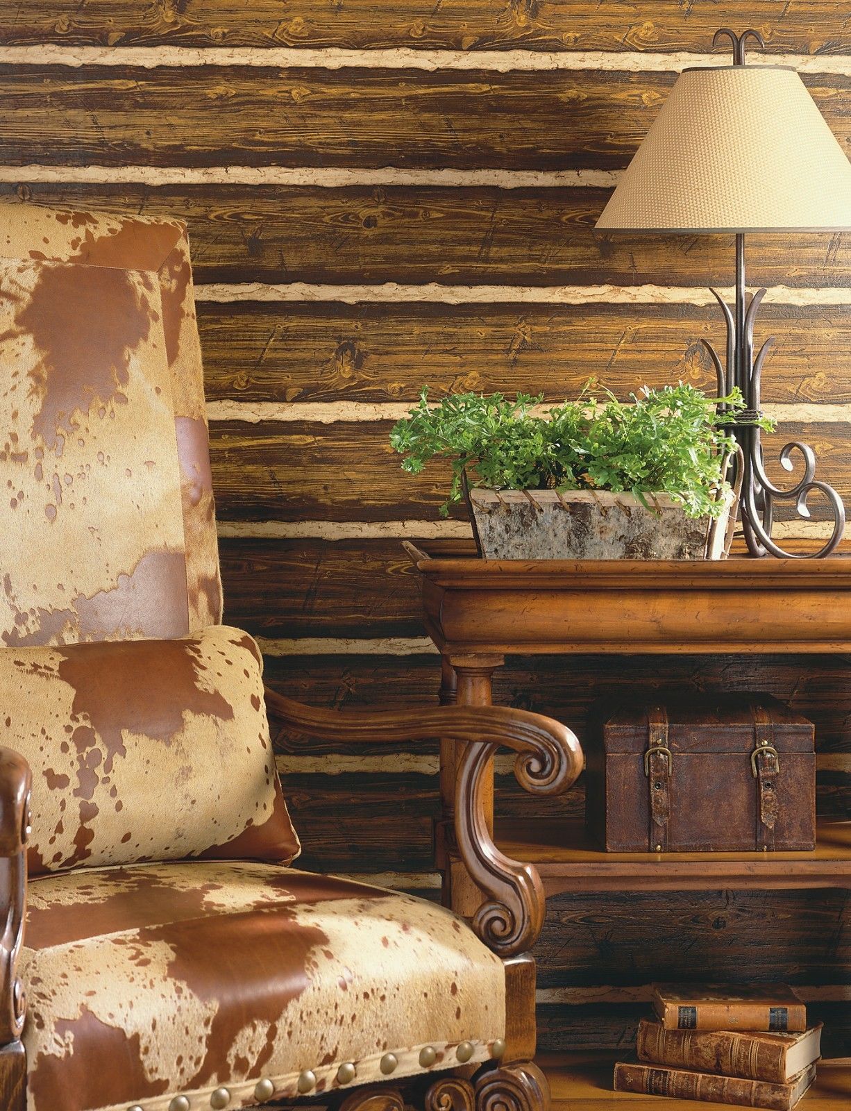 Puffy Log Cabin Textured Brown Wood Paneling Prepasted Wallpaper 41382 4 Walls Wallpaper
