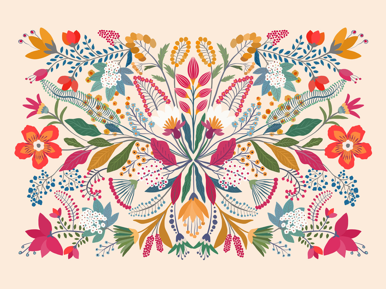 Mexican floral artwork Wall Mural