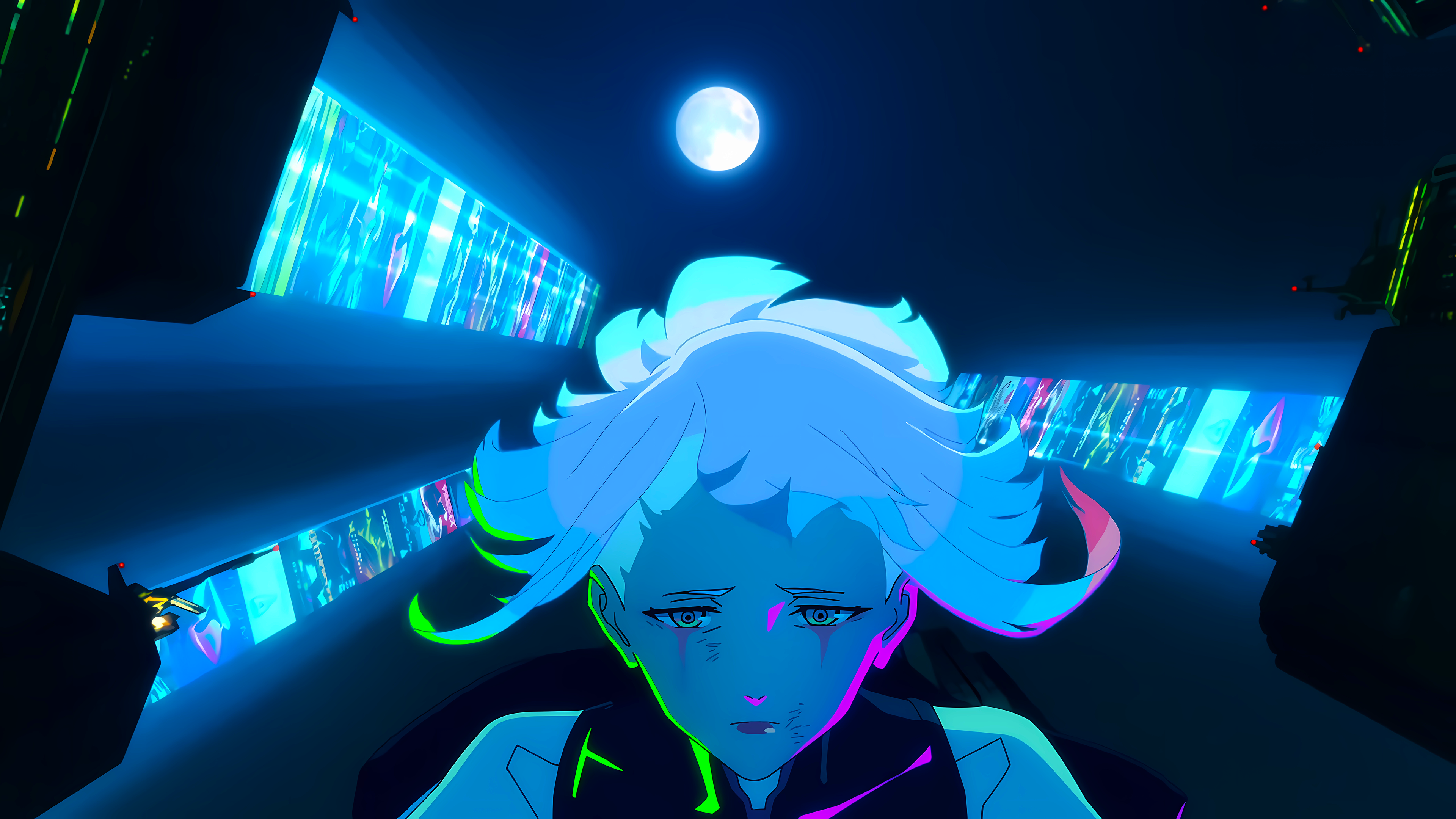 Cyberpunk Edgerunners Lucyna Kushinada Cyberpunk Edgerunners Anime Anime Girls Multi Colored Hair An Wallpaper:3840x2160