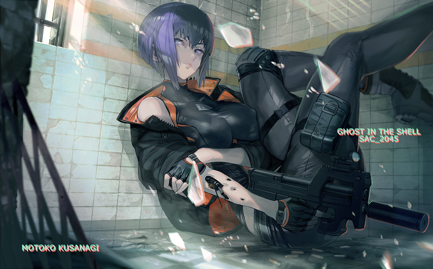 kusanagi motoko (ghost in the shell and 1 more) drawn