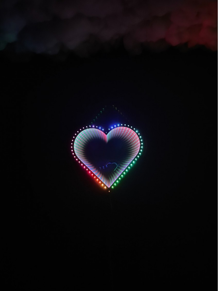 Ashel Art Heart Infinity Mirror, Heart Wall Decor, Neon mirror, Sound reactive, Infinity Effect