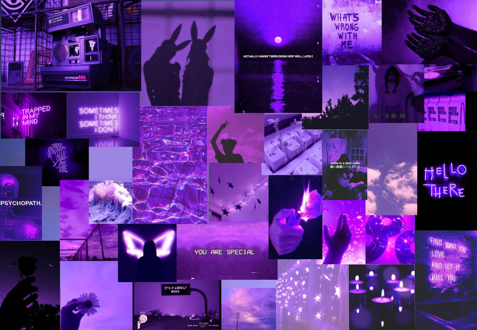 Dark Purple Collage Aesthetic Wallpaper