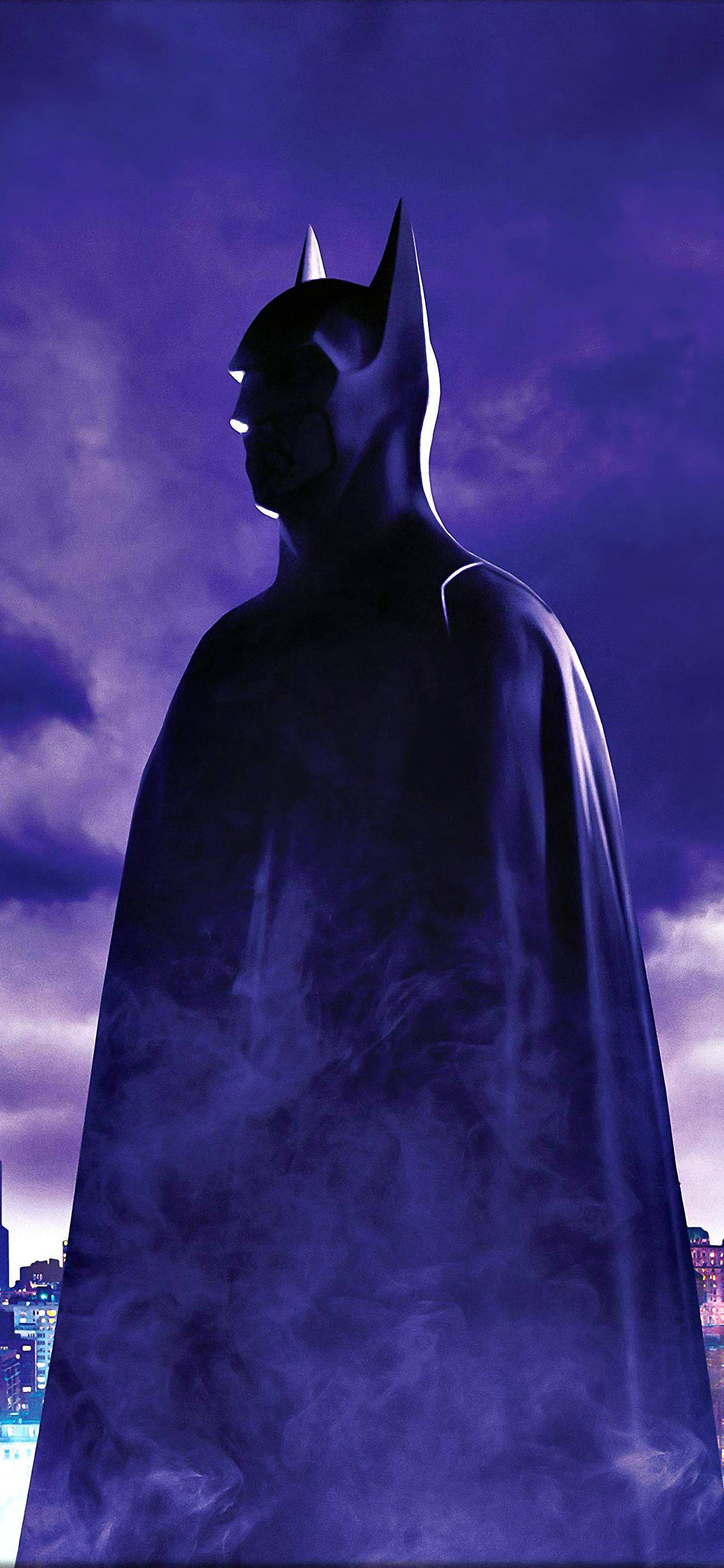 Download Batman With Purple Smoke iPhone X Wallpaper