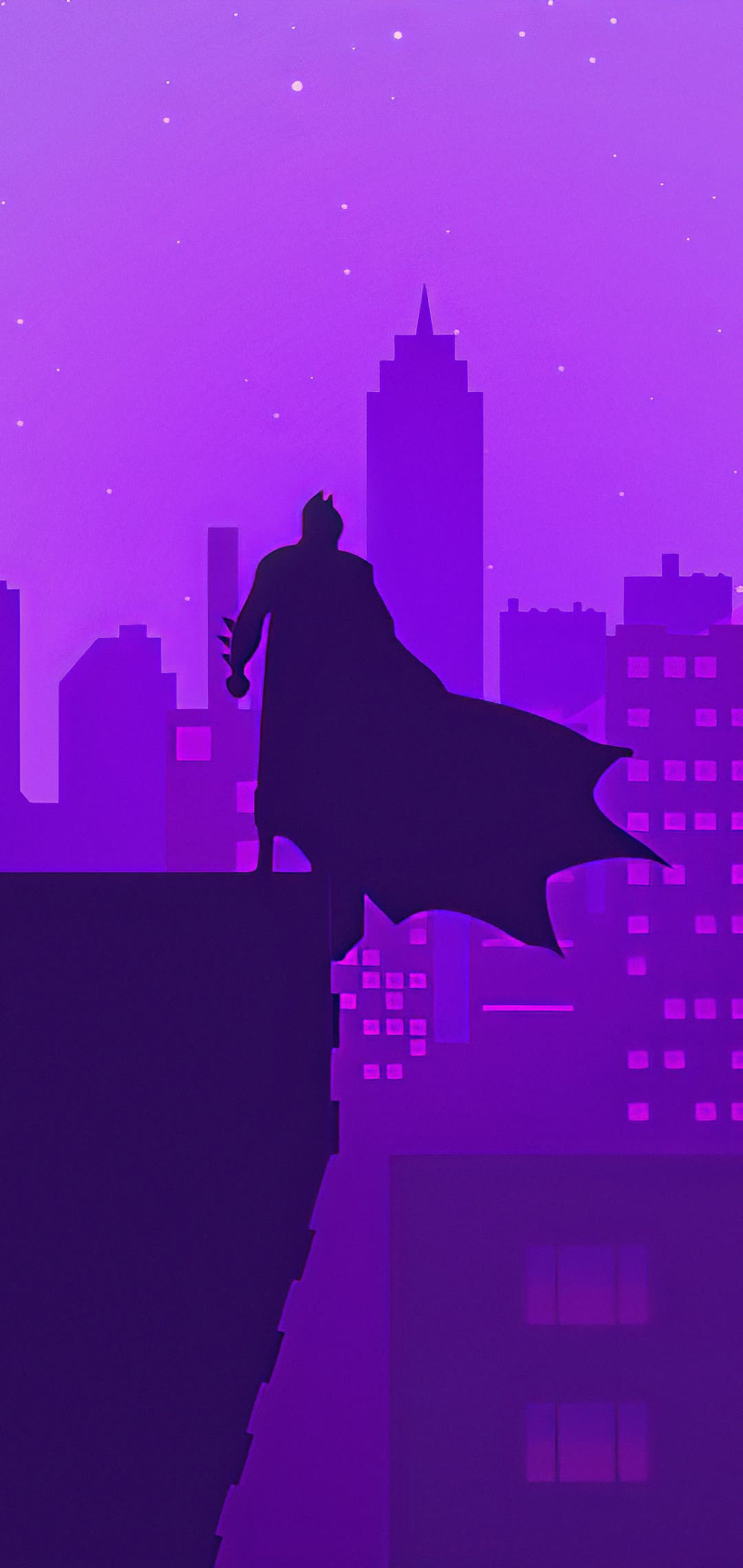 Batman in Night Purple City Desktop Wallpaper - Batman Wallpaper