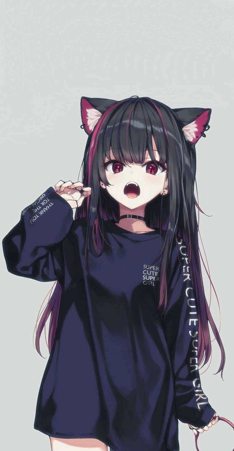 Download Catching Up On Her Favorite Anime With Her Phone Wallpaper