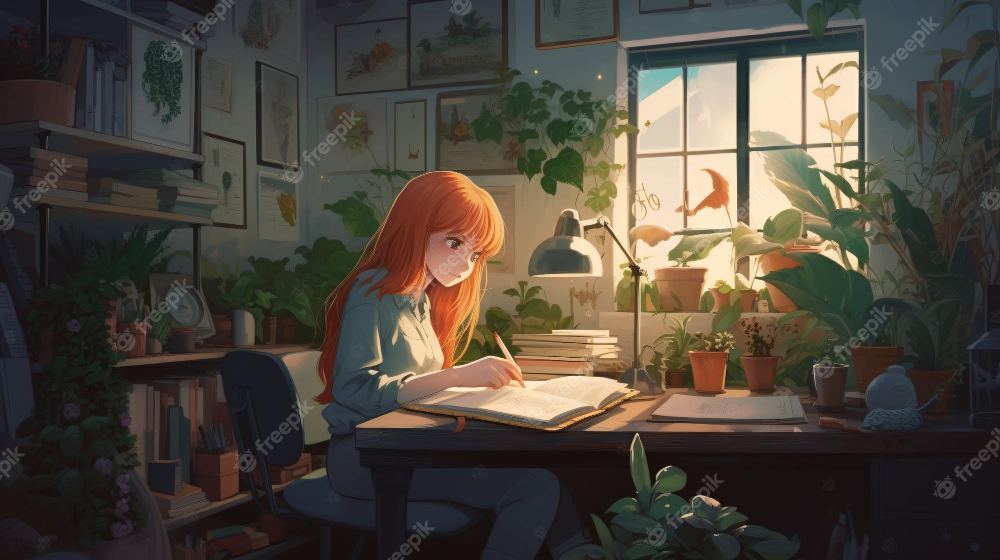 Anime Studying Image