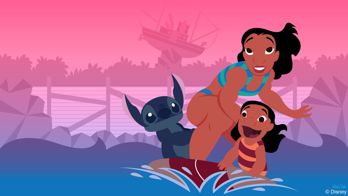 Disney Parks's Disney Doodle shows Lilo, Stitch & Nani surfing at Disney's Typhoon Lagoon!