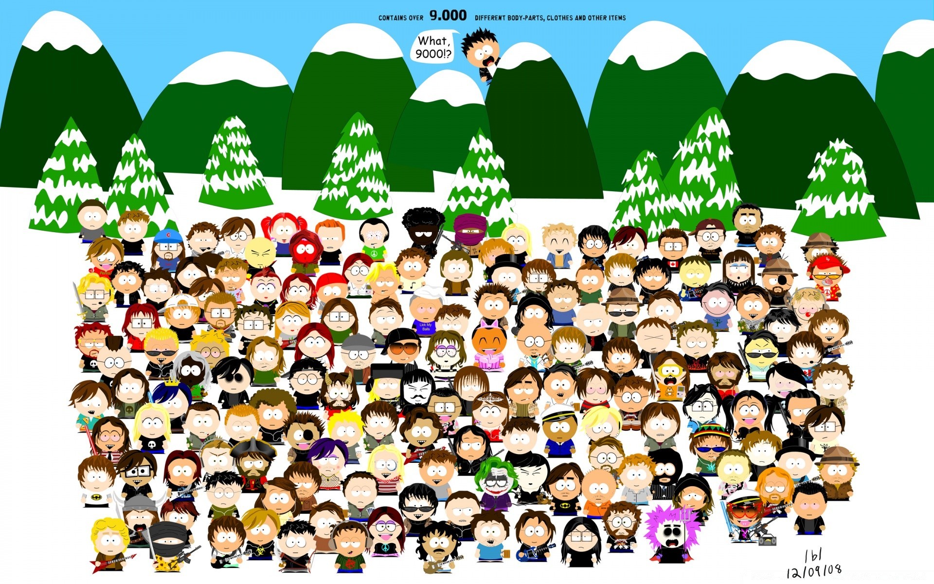 People from South Park on the background of the mountain
