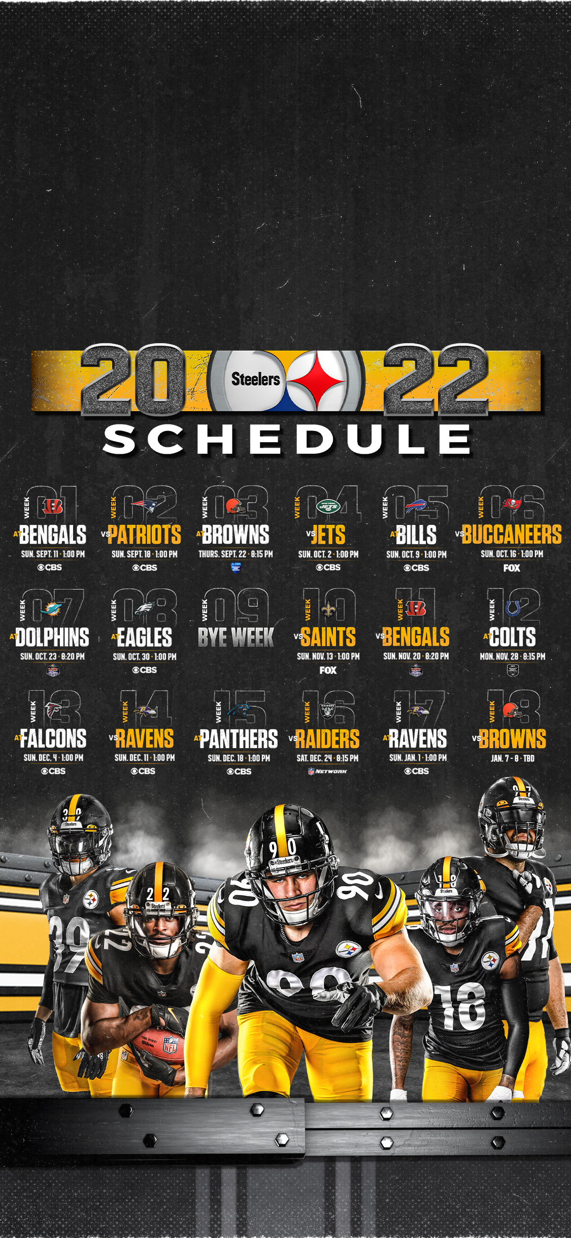 Pittsburgh Steelers schedule for your lock screen