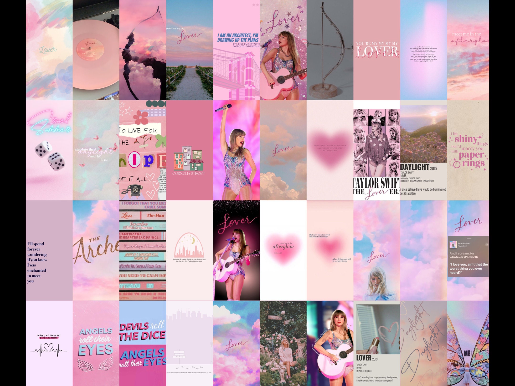 80pcs Taylor Swift Pink Lover Album