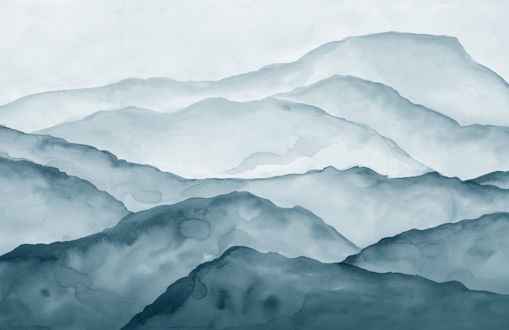 Blue Watercolor Mountain Wall Mural
