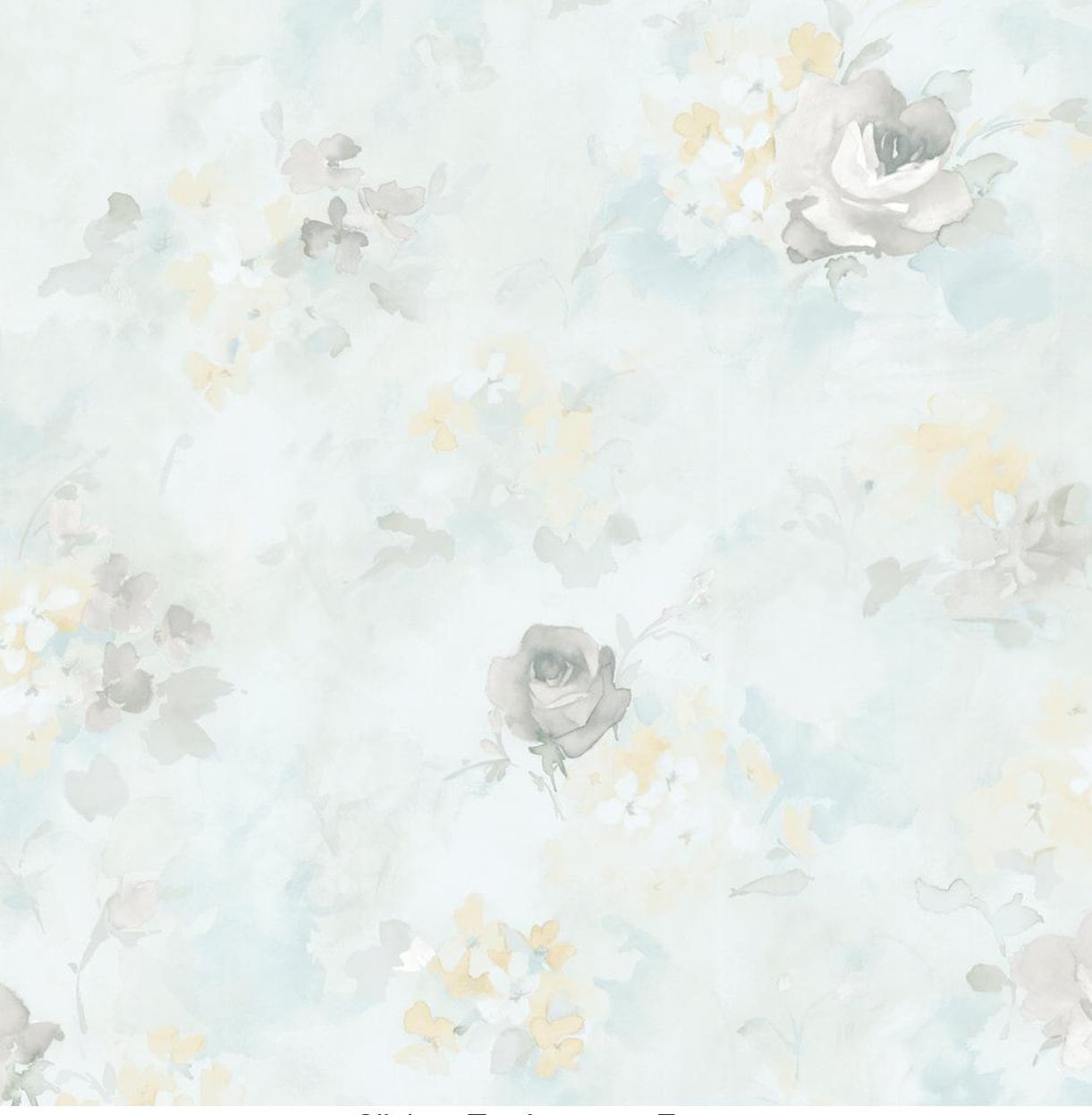 Soft Watercolor Floral Wallpaper Faded Blue Sponge Texture