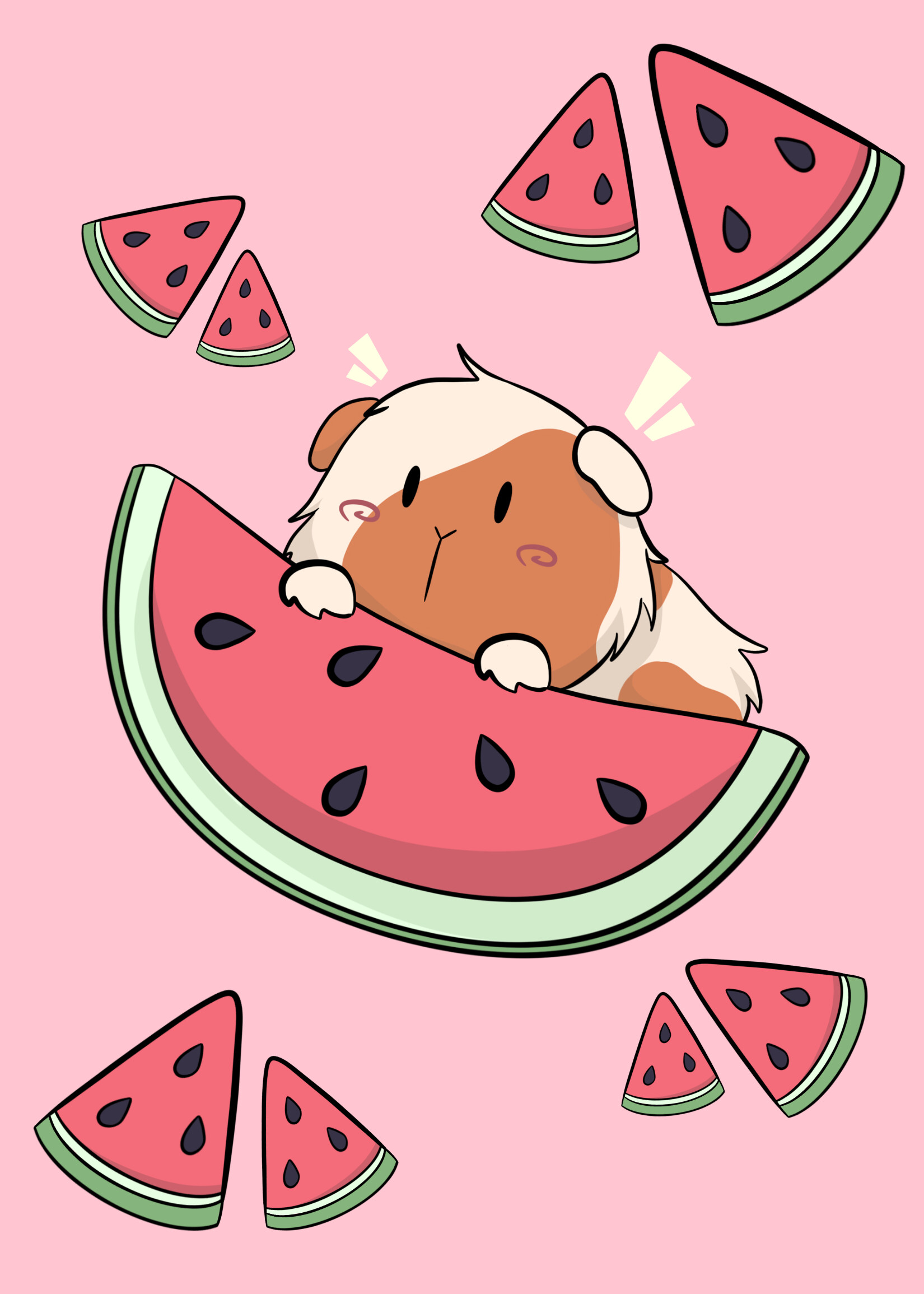 Guinea pig with watermelon print
