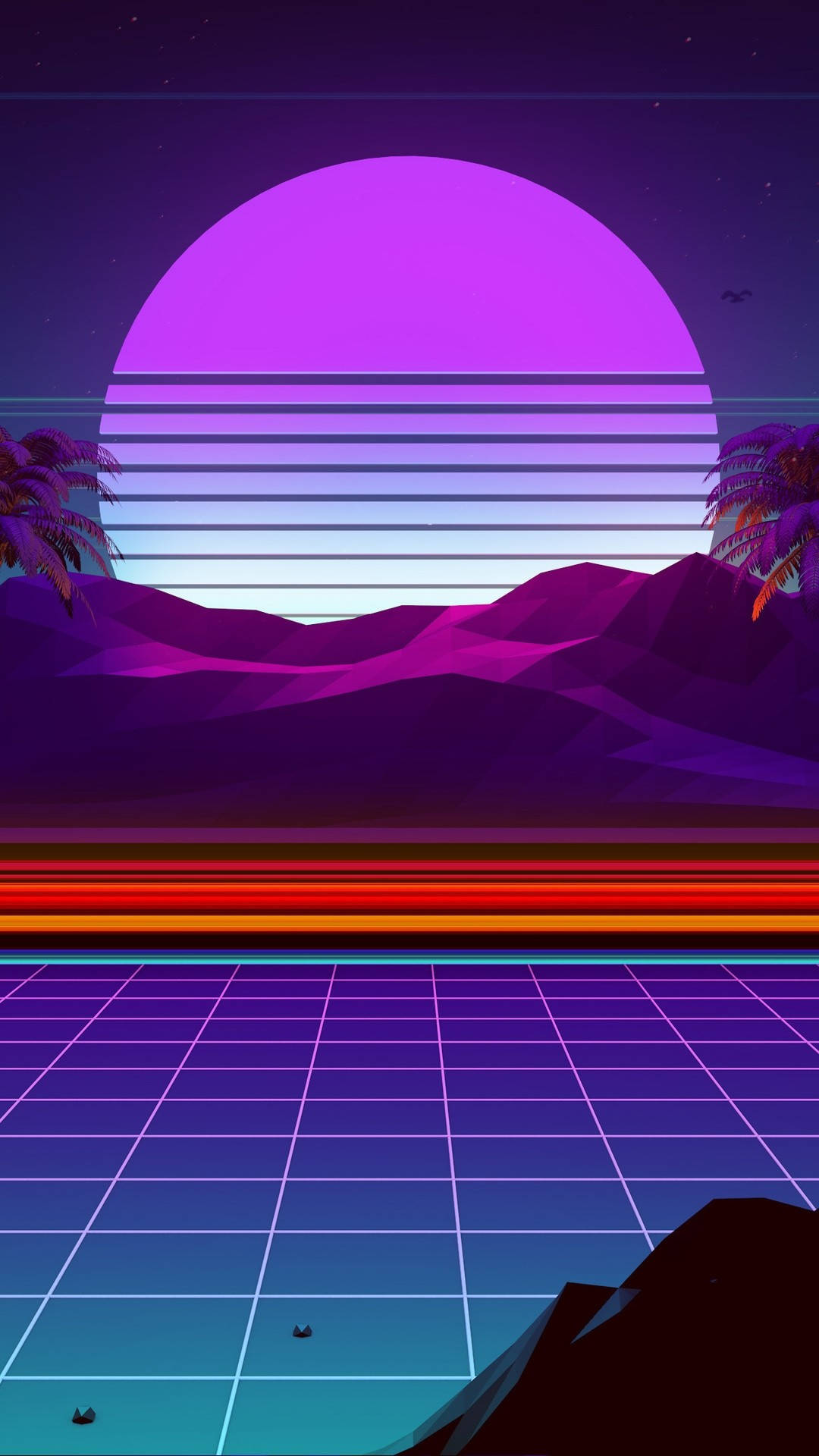 Download Synthwave Retro Design on Vintage iPhone Wallpaper