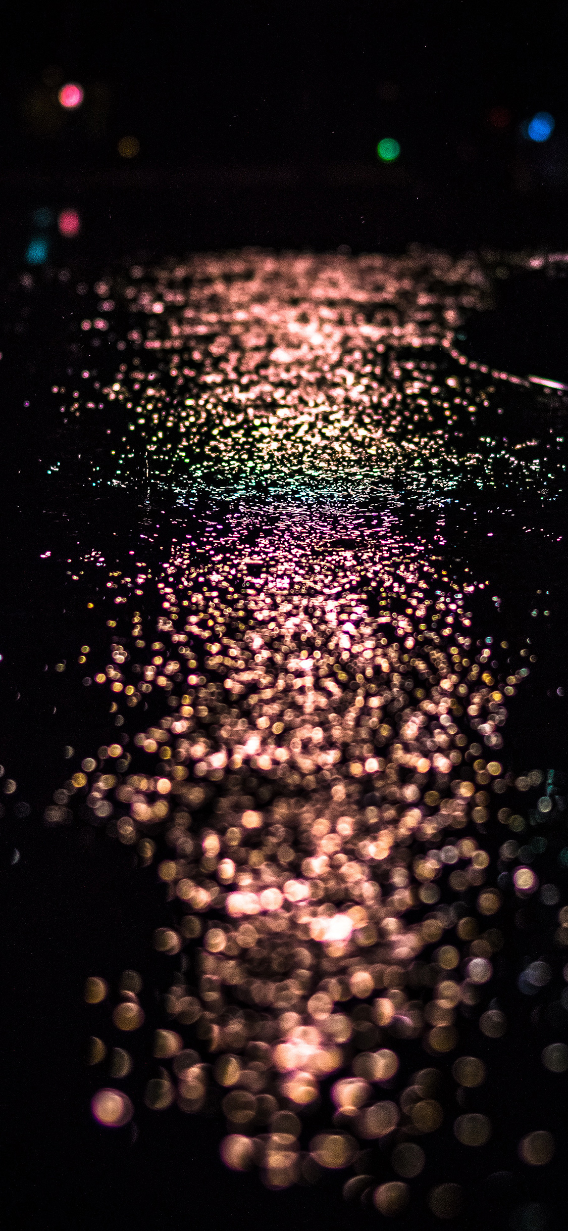 after rain drop street dark night bokeh