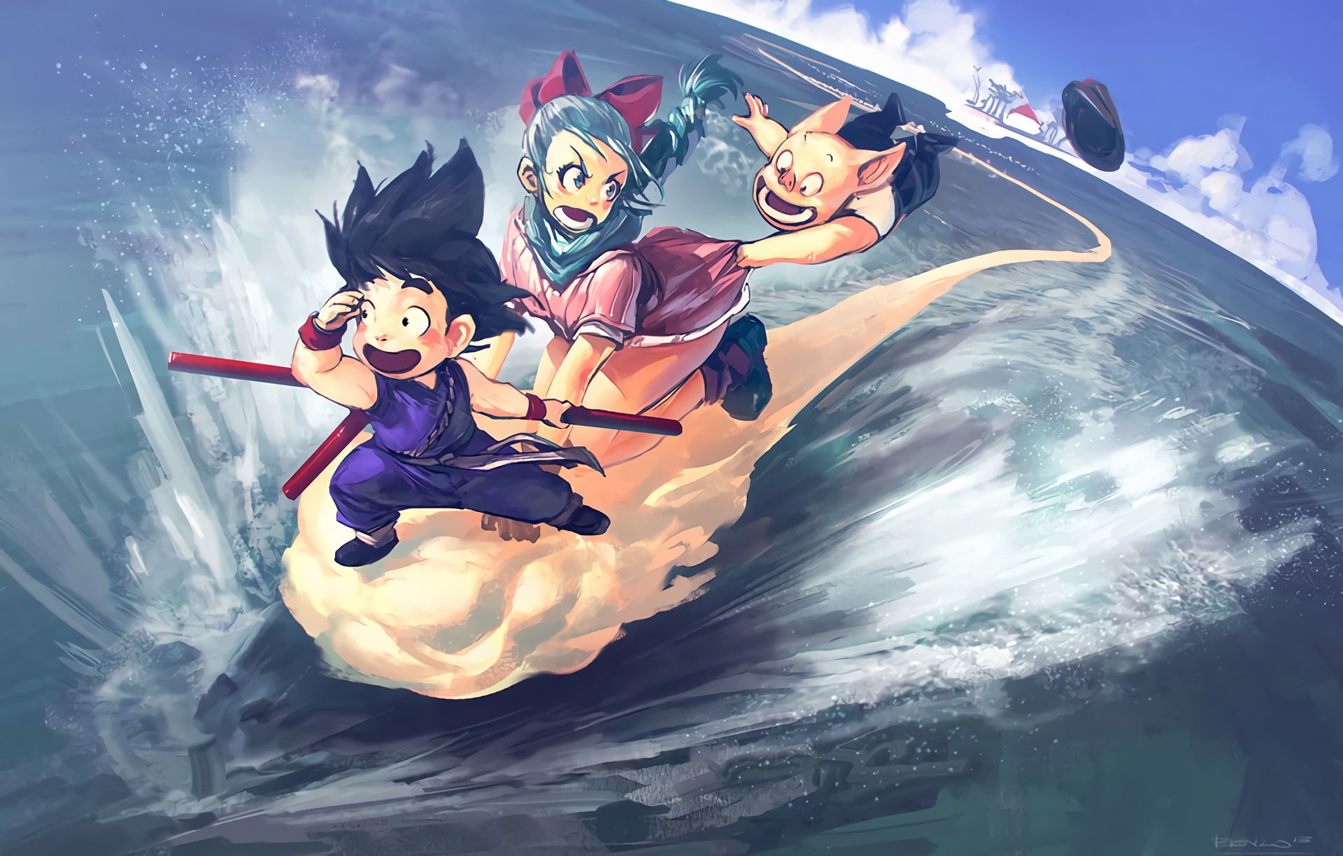 Anime, Dragon Ball, Goku, Bulma Dragon