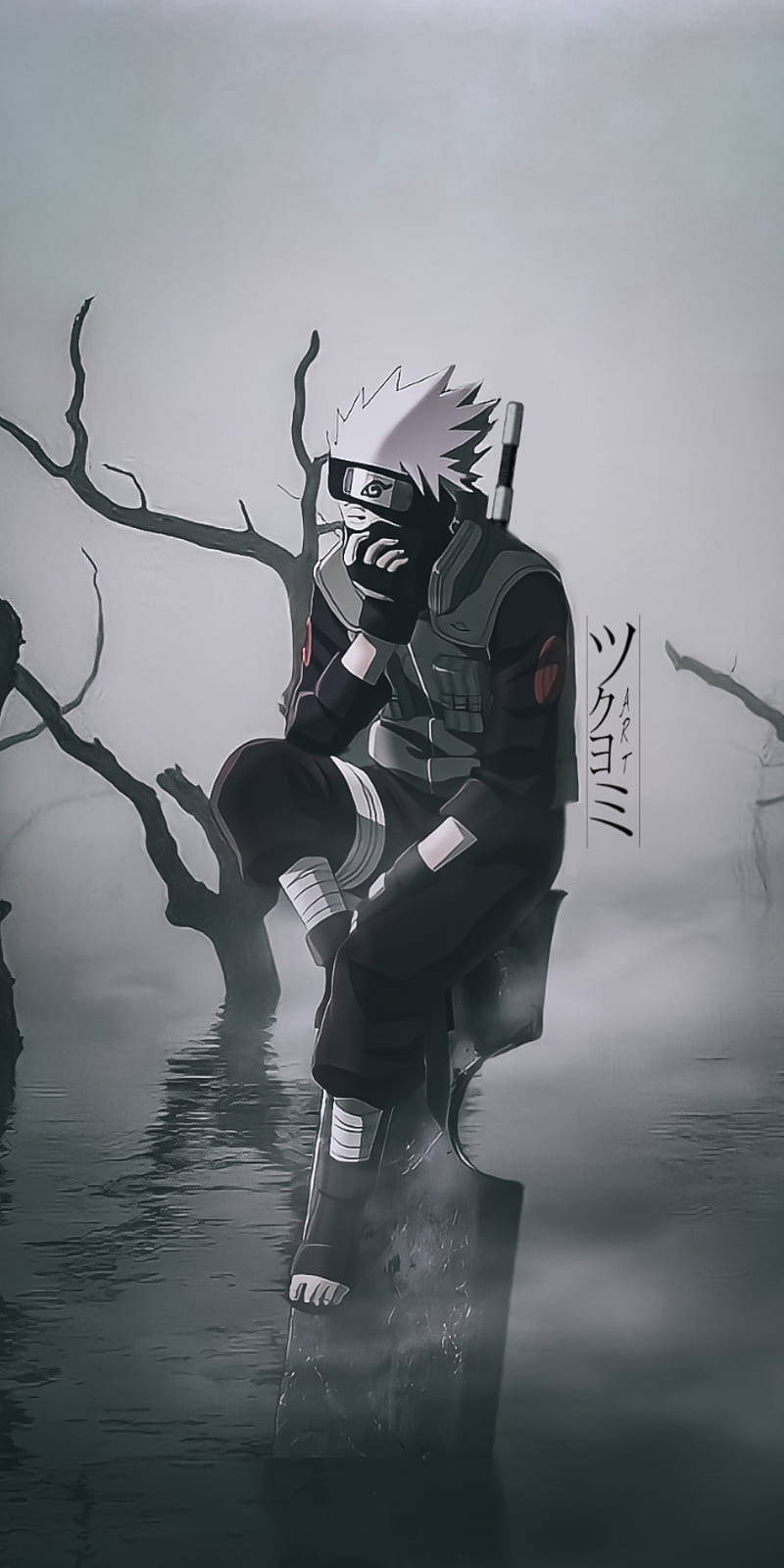 Download Kakashi iPhone Gray Aesthetic Wallpaper