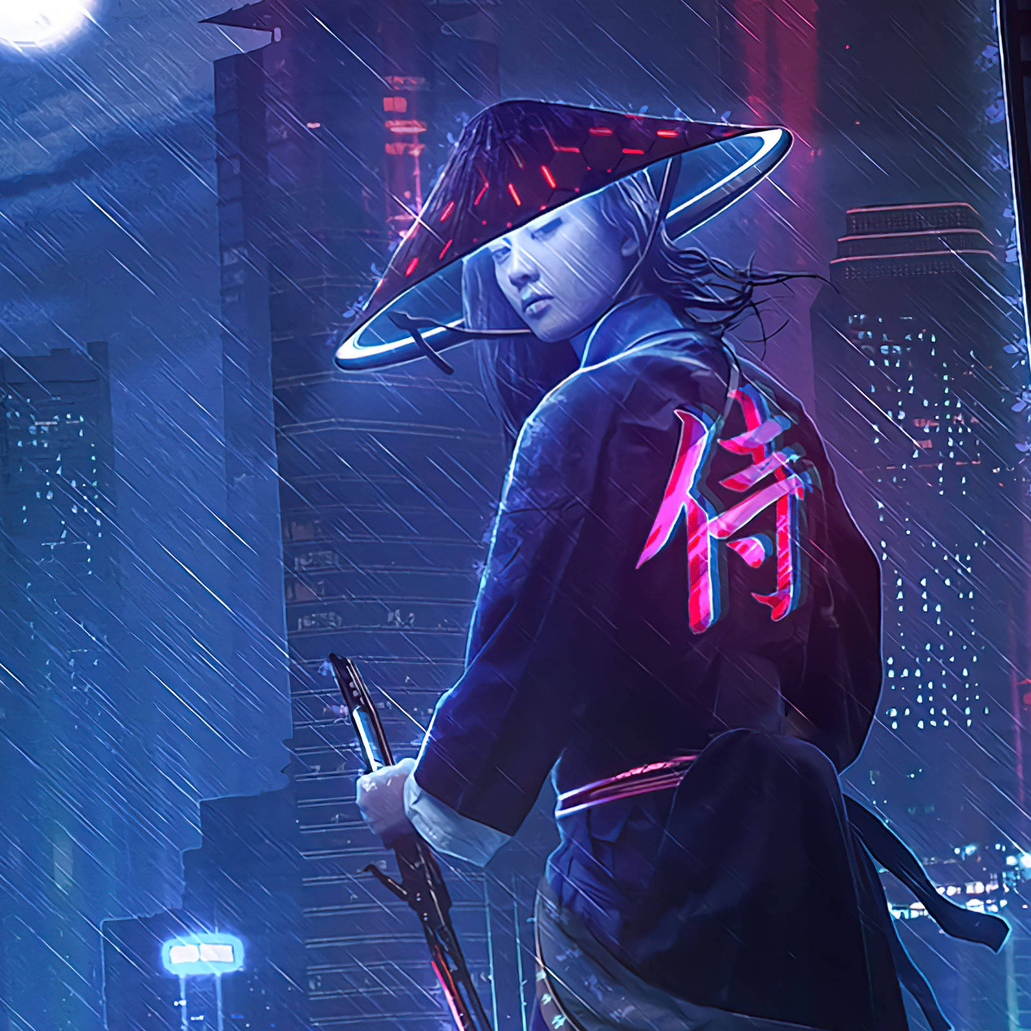 Neon Samurai Girl 4k iPad Air HD 4k Wallpaper, Image, Background, Photo and Picture