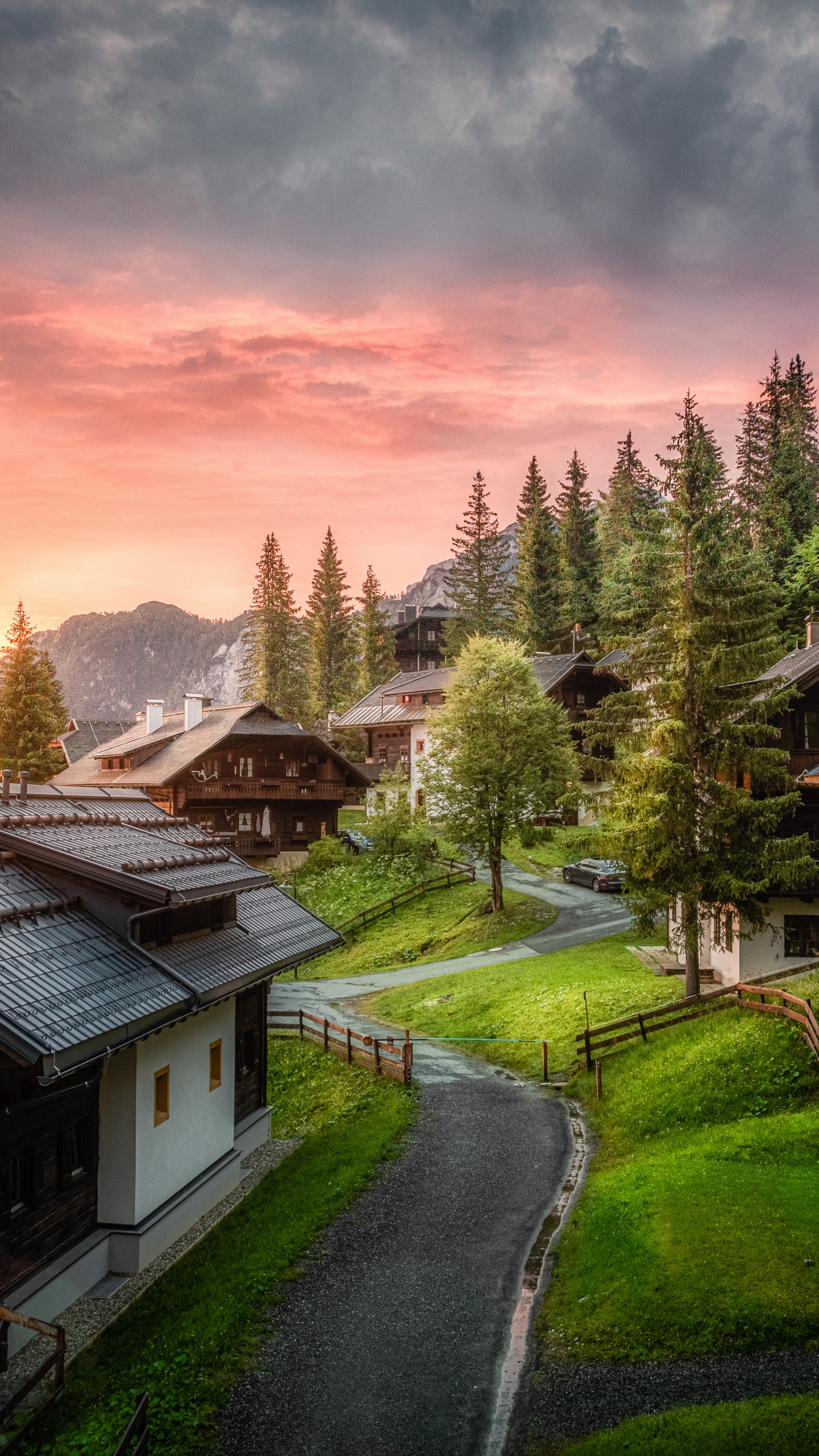 Wooden House Wallpaper 4K, Sunrise, Landscape
