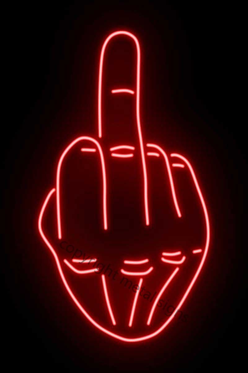 Middle Finger Neon Sign Wall Decor Room Decoration Retro Vintage Metal Sign Tin Sign Neon Sign For Home Man Cave Cafe Pub No Led & Signs