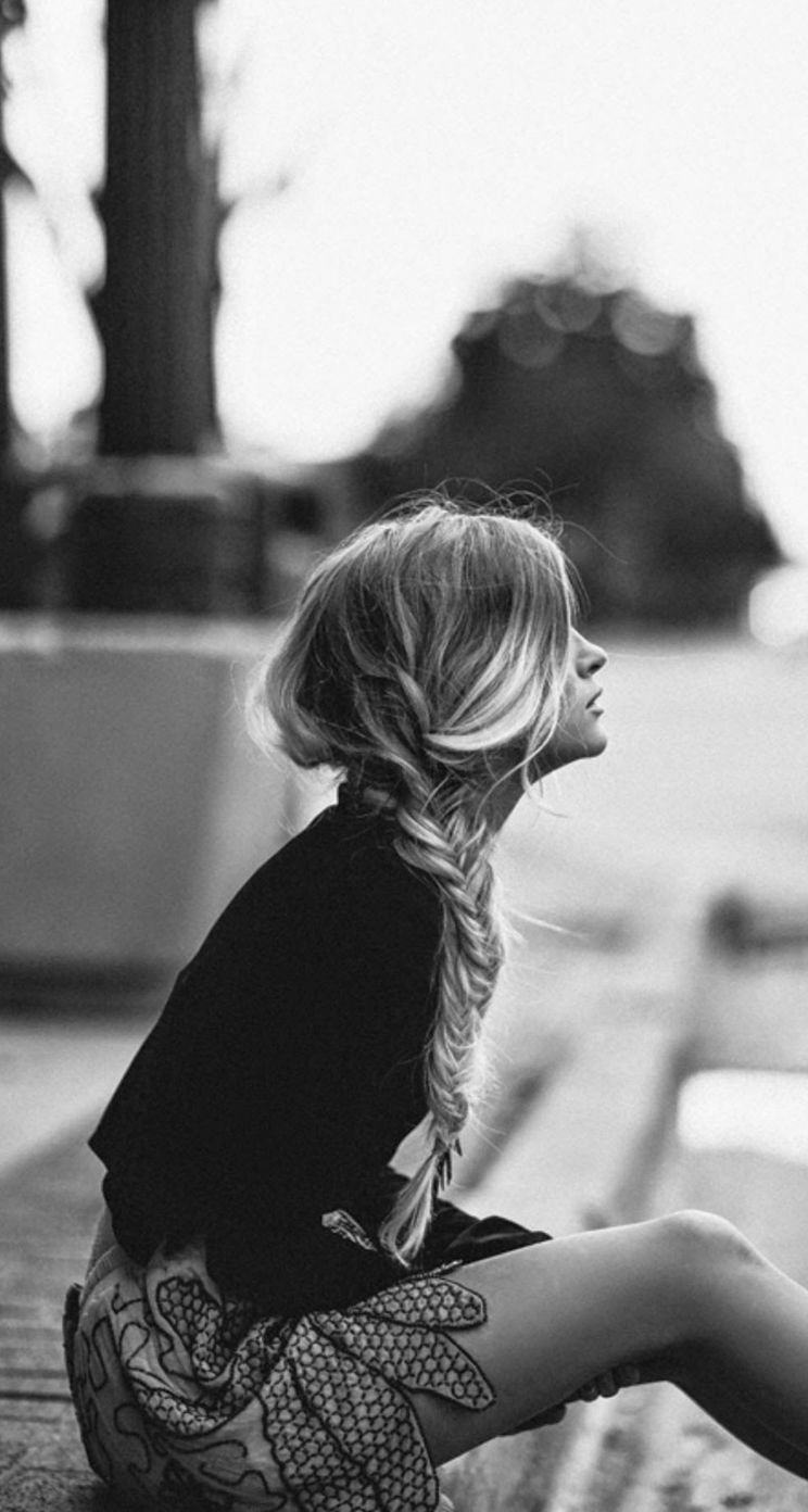 Alone girl black and white Wallpaper Download