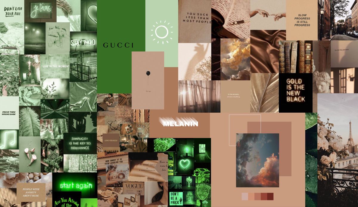 Brown and Green Aesthetic Wallpaper. Aesthetic wallpaper, Green aesthetic, Cute background