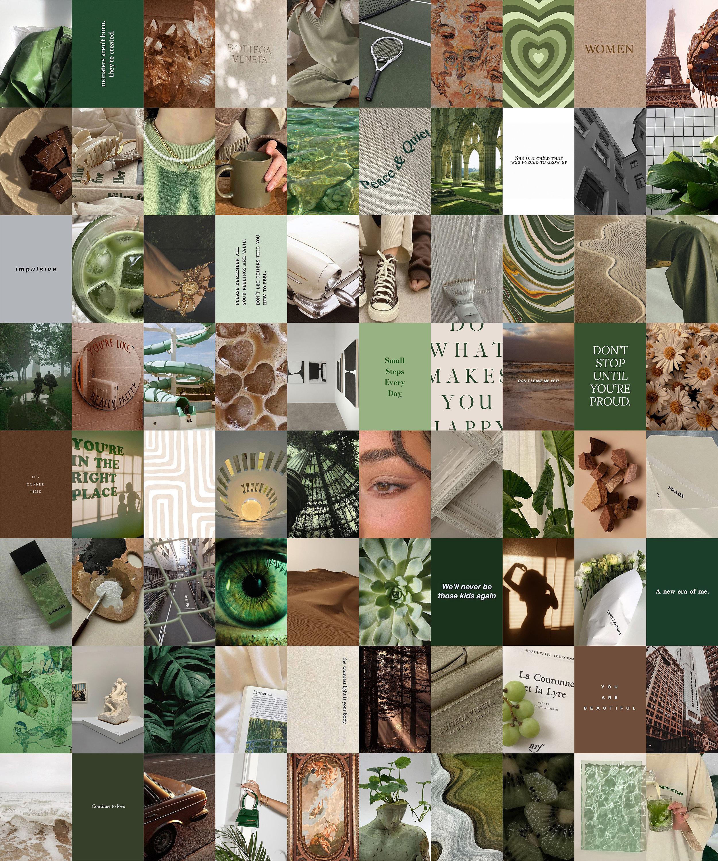 PCS Earth Tones Wall Collage Kit Green Brown Photo