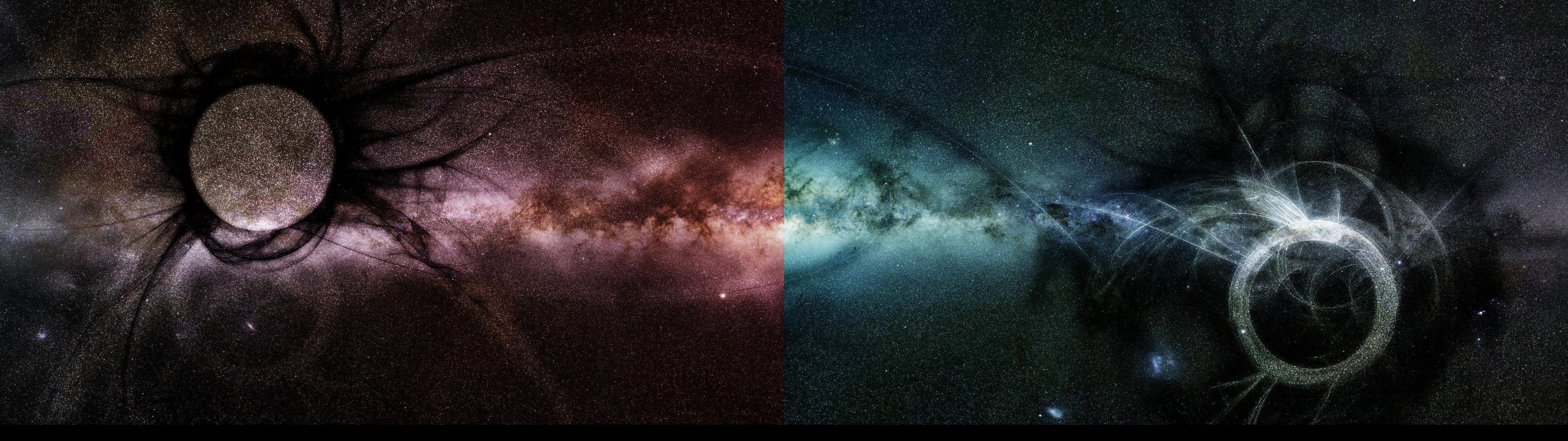 Red and Blue Space Vortices [3840x1080] [32:9]