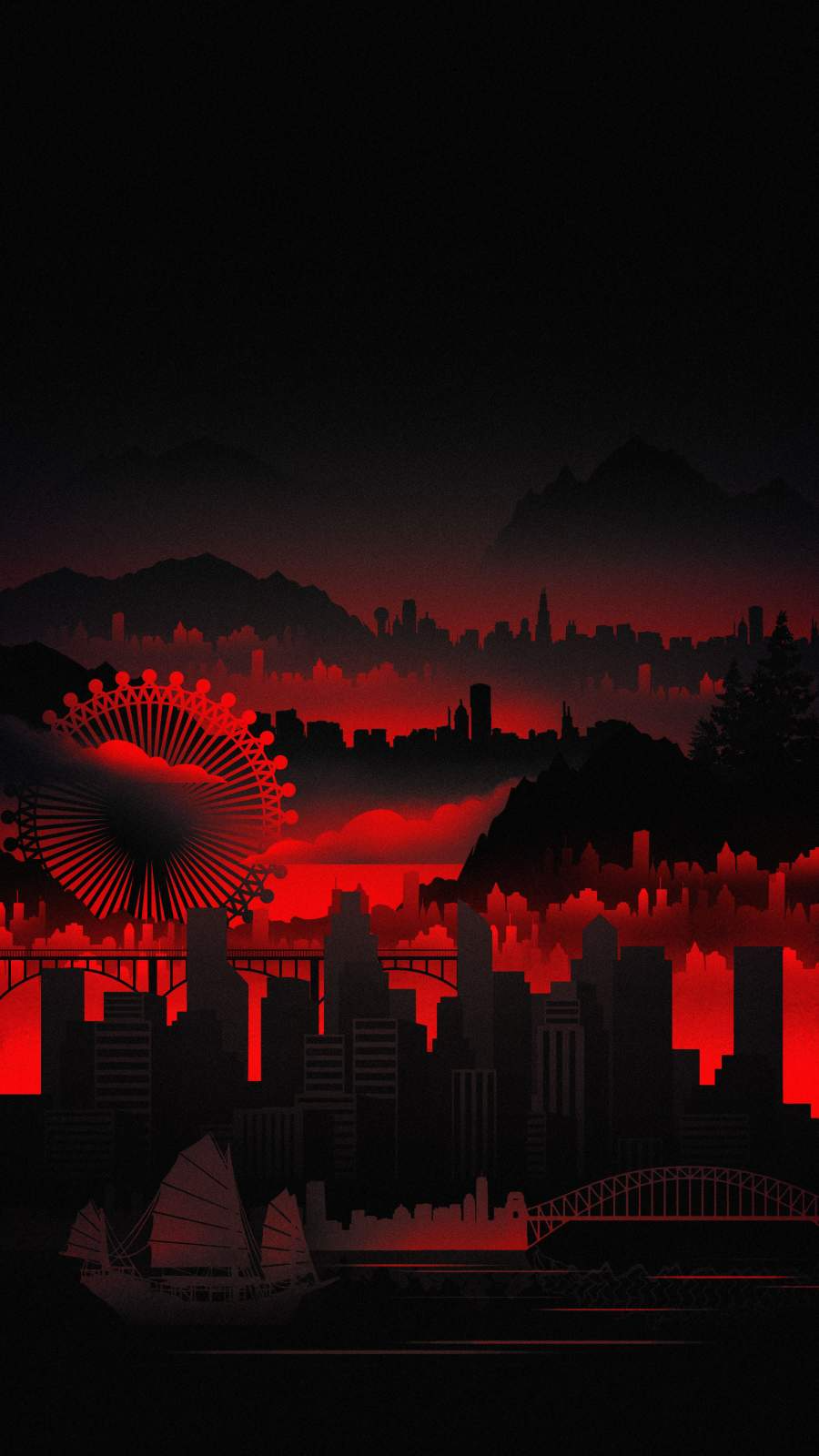 Red City iPhone Wallpaper Wallpaper, iPhone Wallpaper. City iphone wallpaper, iPhone wallpaper, Dark phone wallpaper